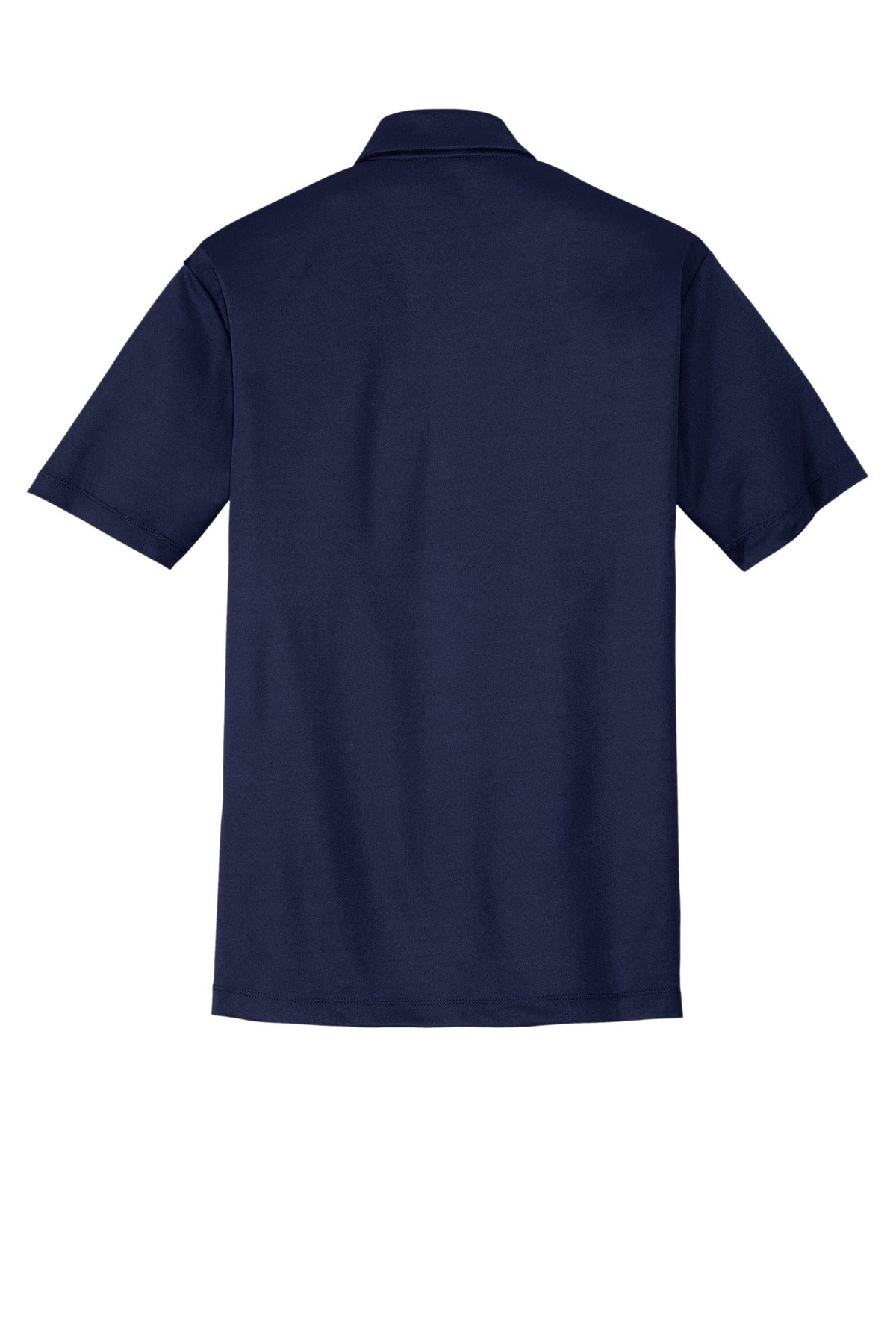 Rear View of Navy Port Authority Silk Touch Performance Pocket Polo. K540P