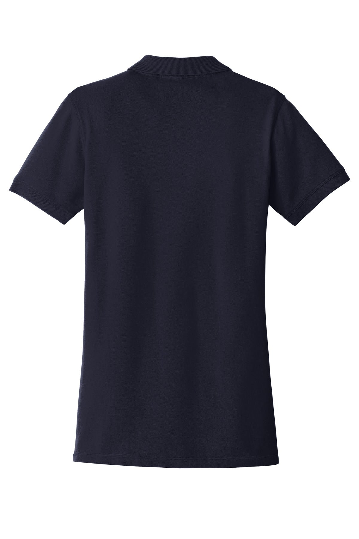Rear View of Navy Port Authority Women's EZCotton Polo. LK8000