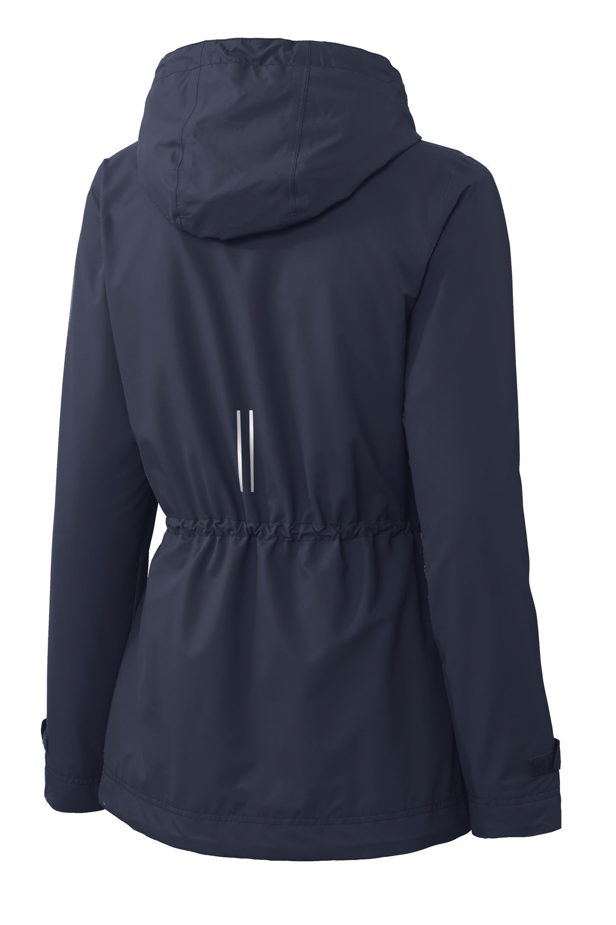 Rear View of Navy Port Authority Women's Northwest Slicker. L7710