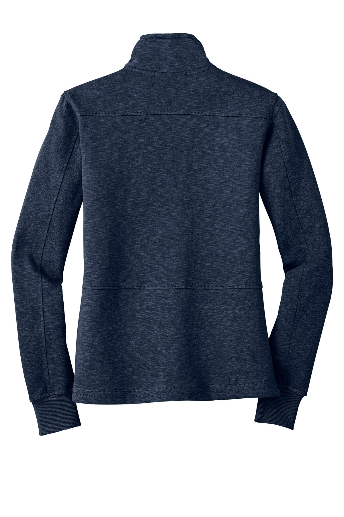 Rear View of Navy Port Authority Women's Slub Fleece Full-Zip Jacket. L293