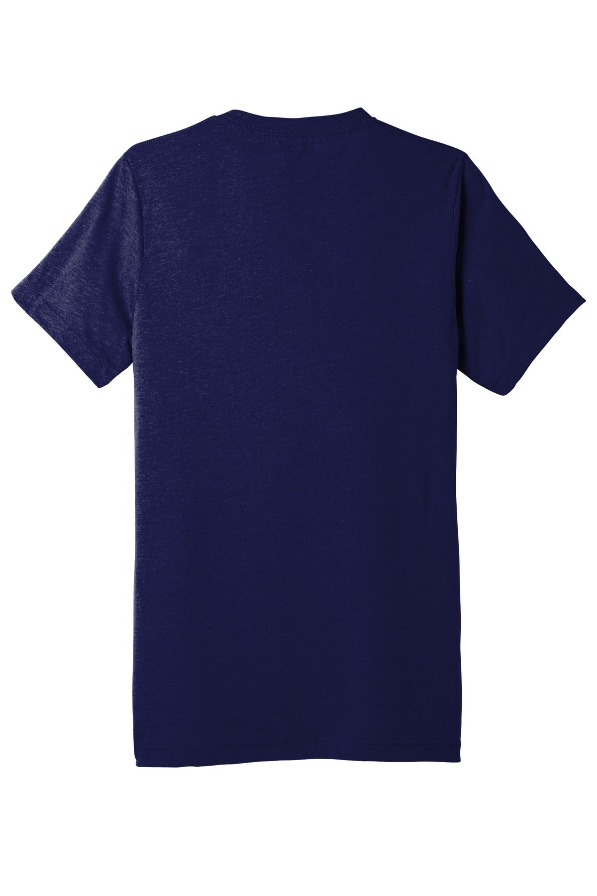 Rear View of Navy TB BELLA+CANVAS Unisex Triblend Short Sleeve V-Neck Te. BC3415