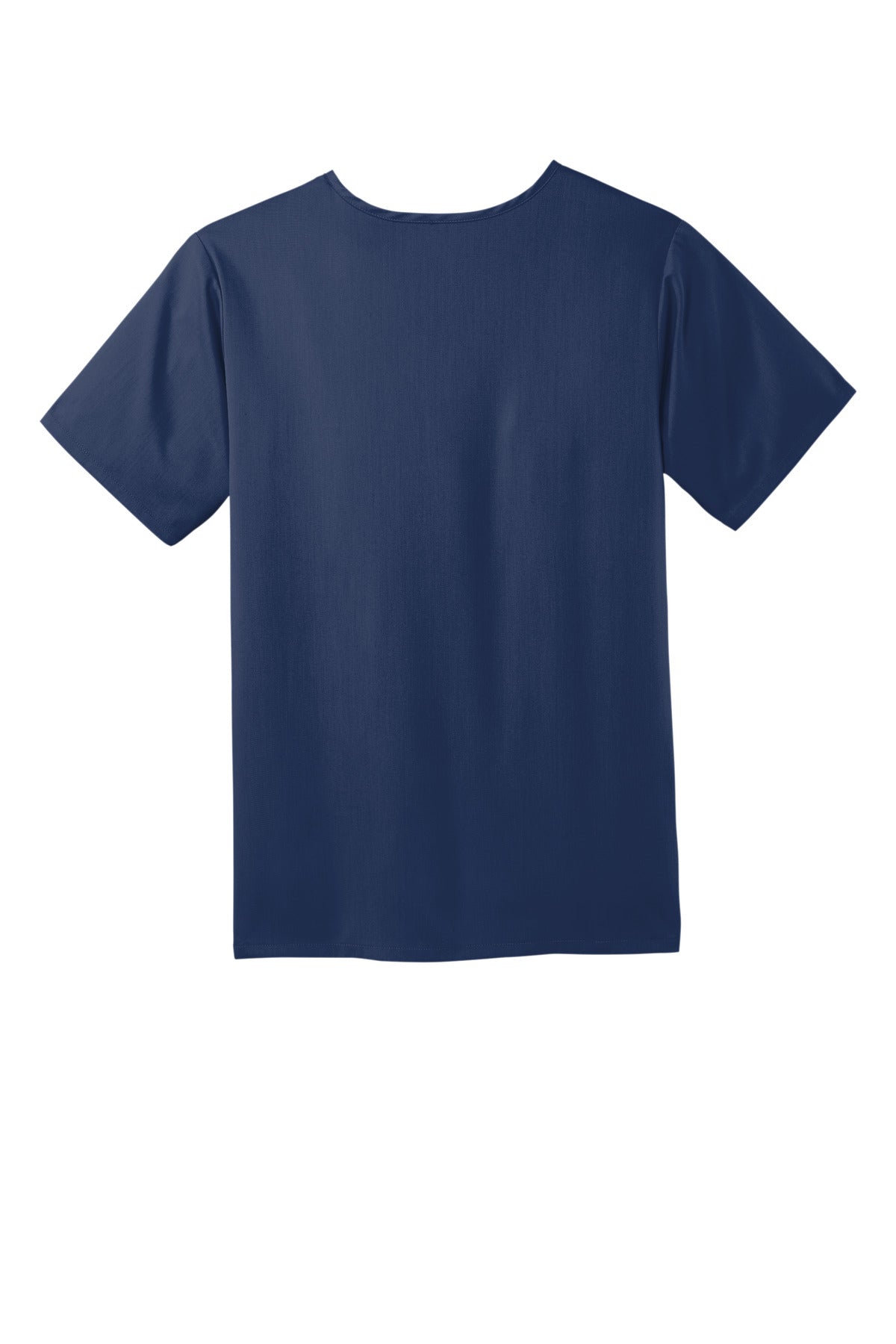 Rear View of Navy Wink Men's Premiere Flex V-Neck Top WW5068