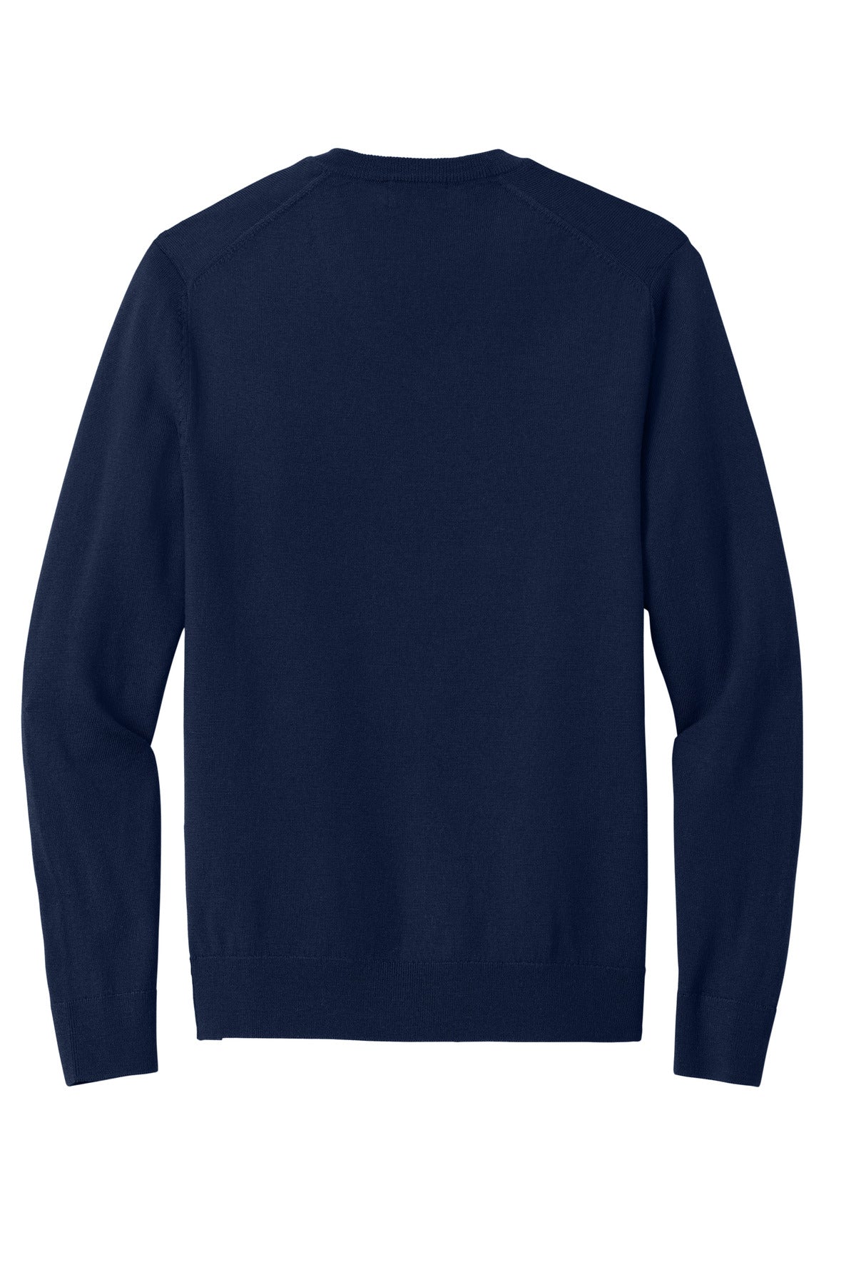 Rear View of NavyBlazer Brooks Brothers Washable Merino V-Neck Sweater BB18410