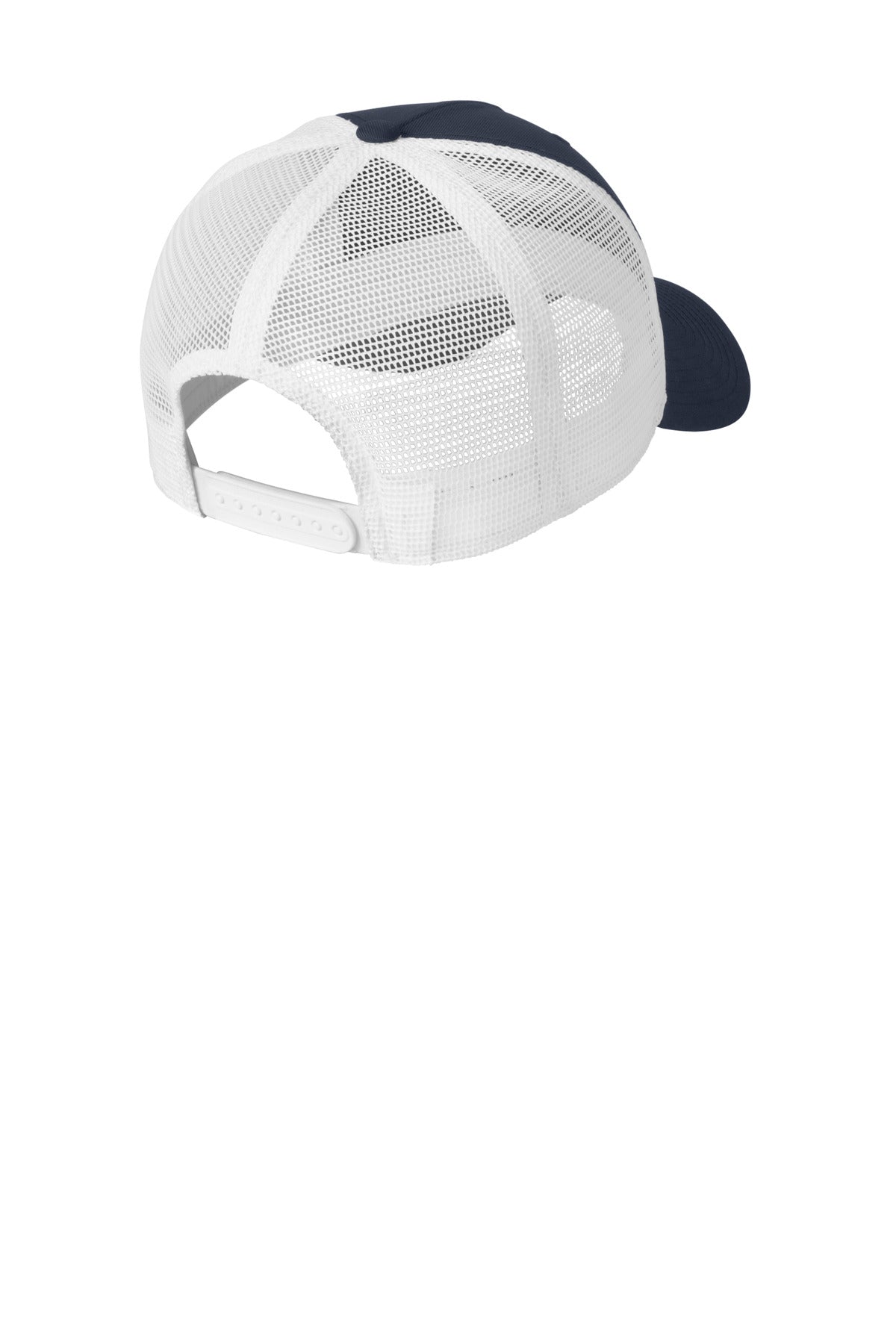 Rear View of Navy/White Nike Snapback Mesh Trucker Cap NKFN9893