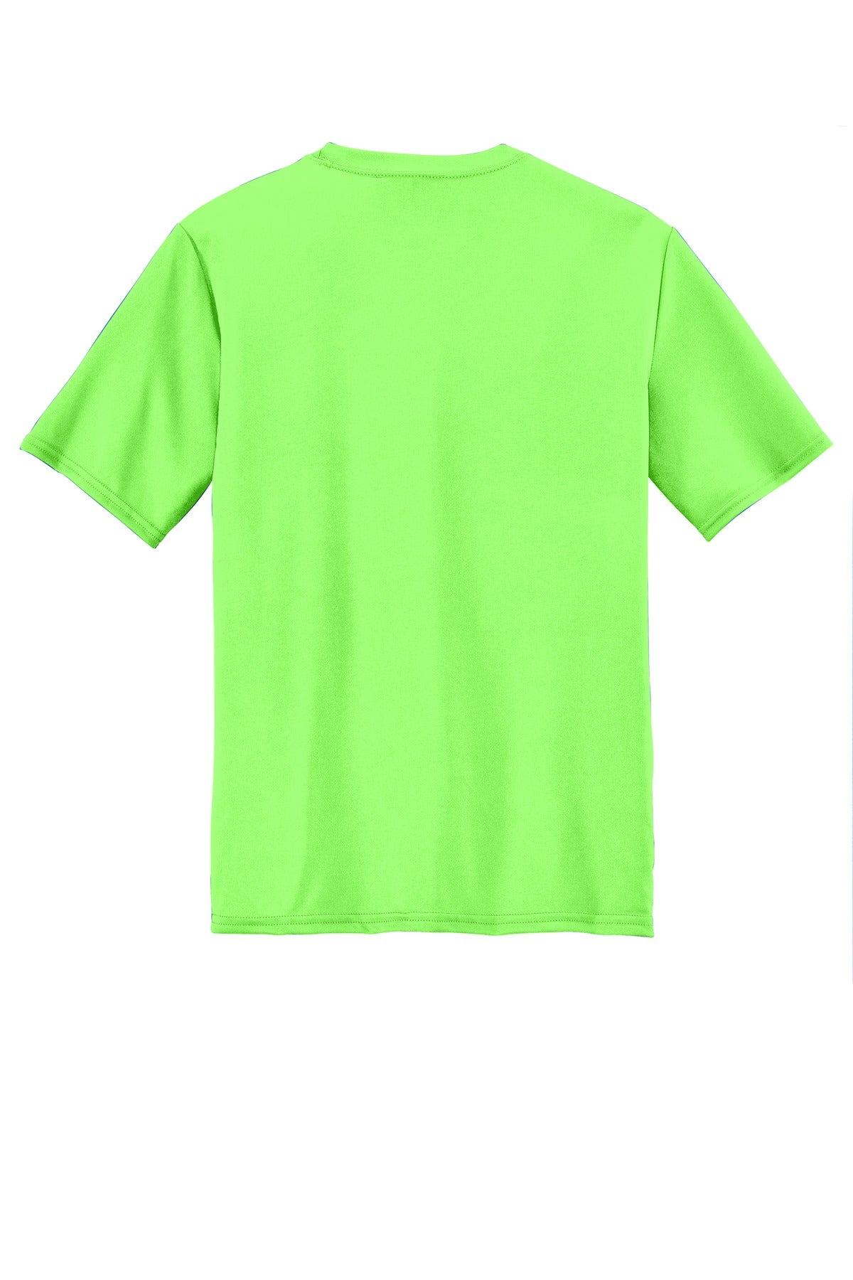 Rear View of Neon Green Port & Company Youth Performance Tee. PC380Y