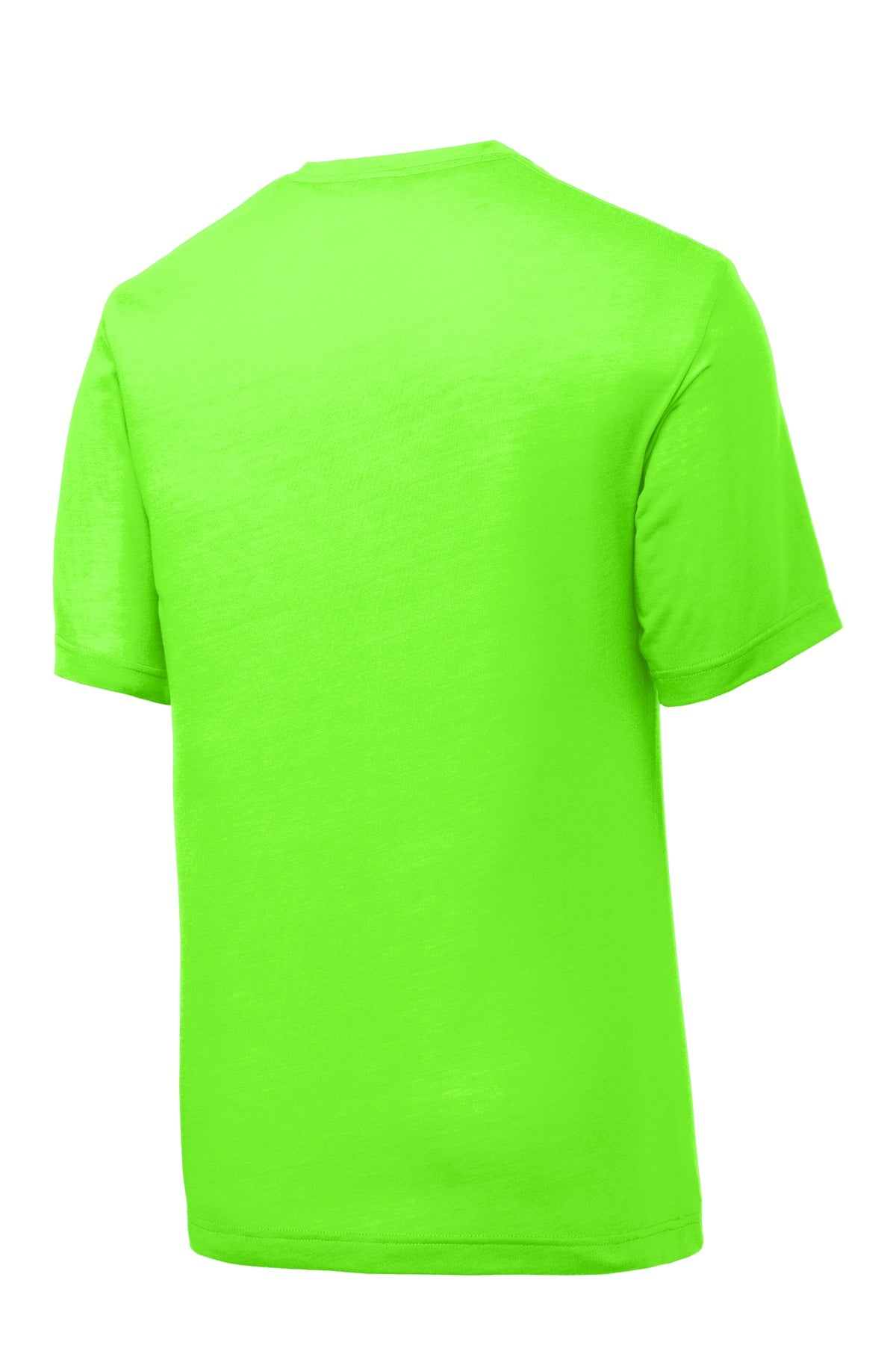 Rear View of Neon Green Sport-Tek PosiCharge Competitor Cotton Touch Tee. ST450