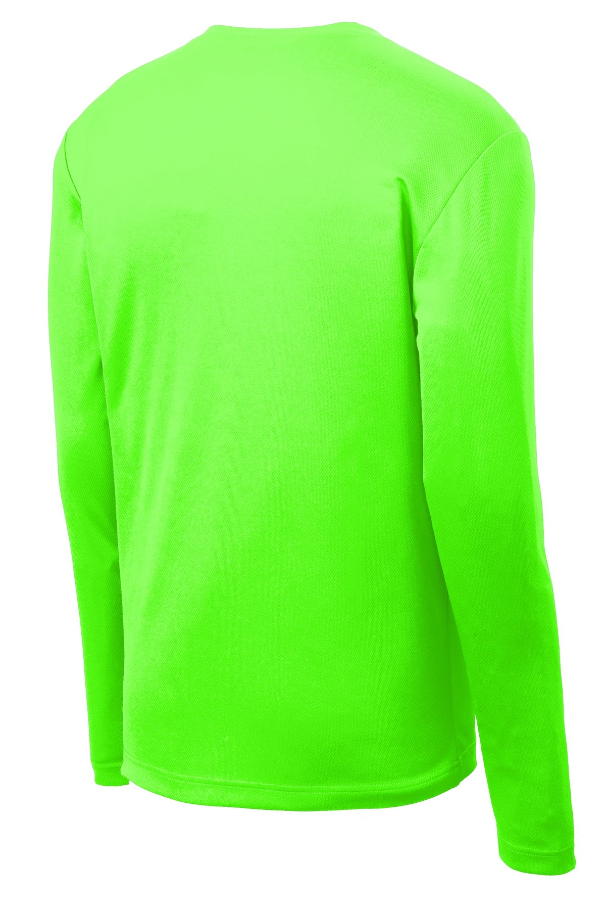 Rear View of Neon Green Sport-Tek PosiCharge RacerMesh Long Sleeve Tee. ST340LS