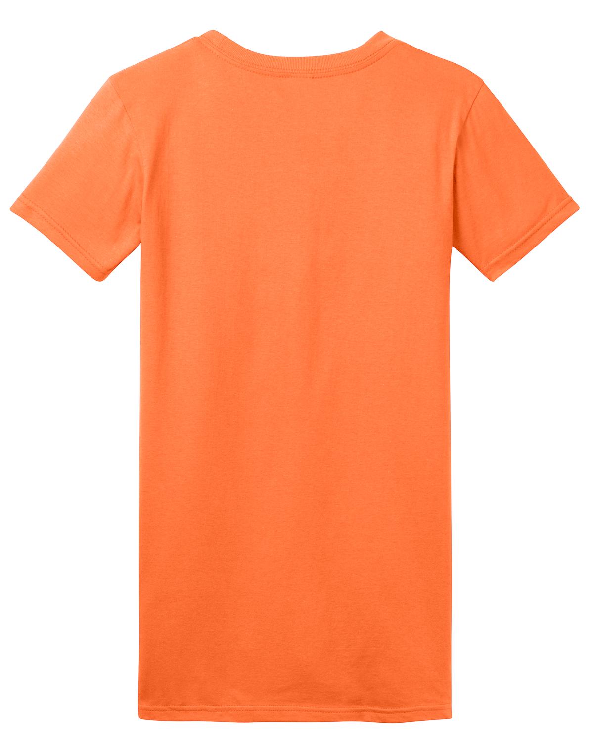 Rear View of Neon Orange District Women's Fitted The Concert Tee DT5001