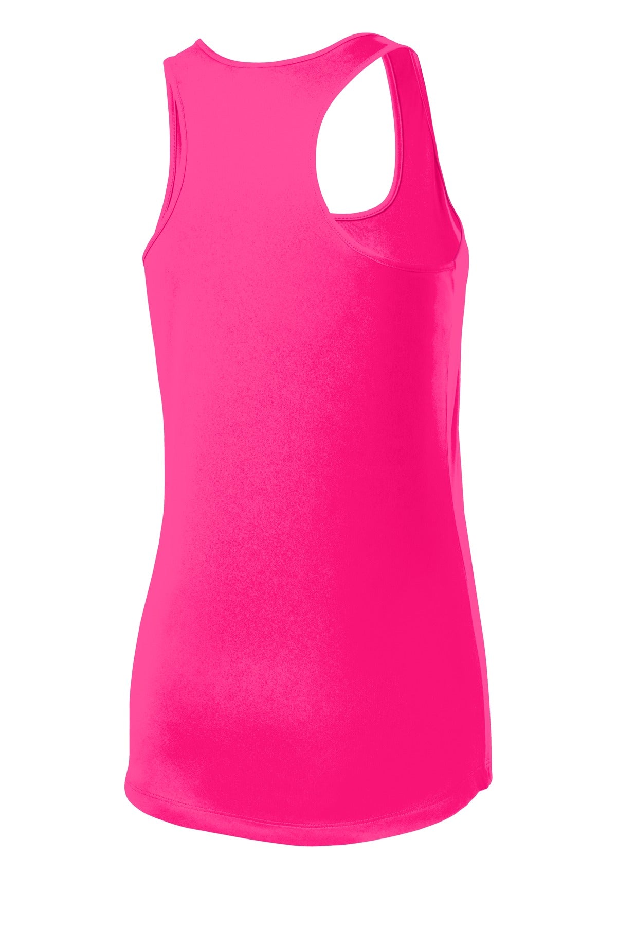 Rear View of Neon Pink Sport-Tek Women's PosiCharge Competitor Racerback Tank. LST356