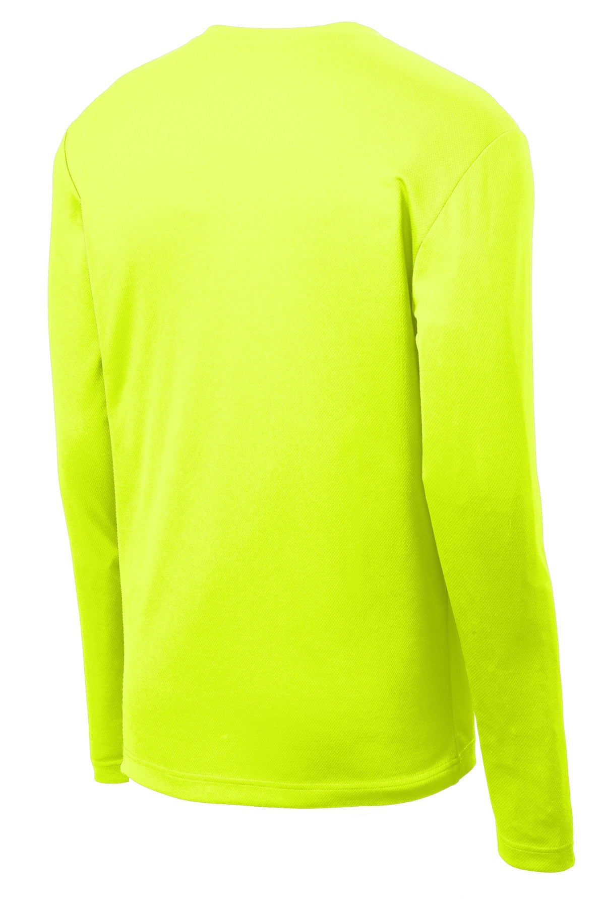 Rear View of Neon Yellow Sport-Tek PosiCharge RacerMesh Long Sleeve Tee. ST340LS