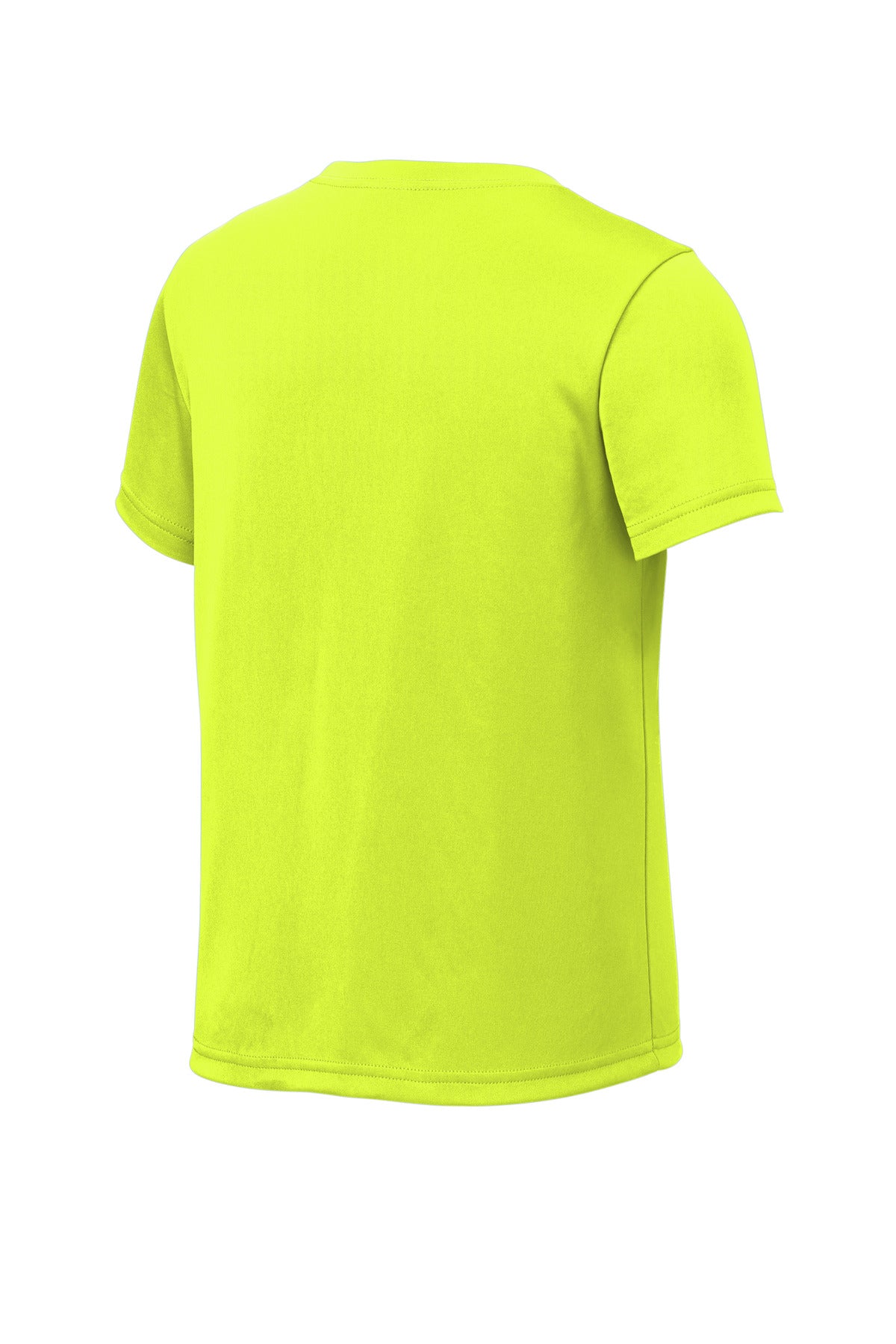 Rear View of NeonYellow Sport-Tek Youth PosiCharge Re-Compete Tee YST720