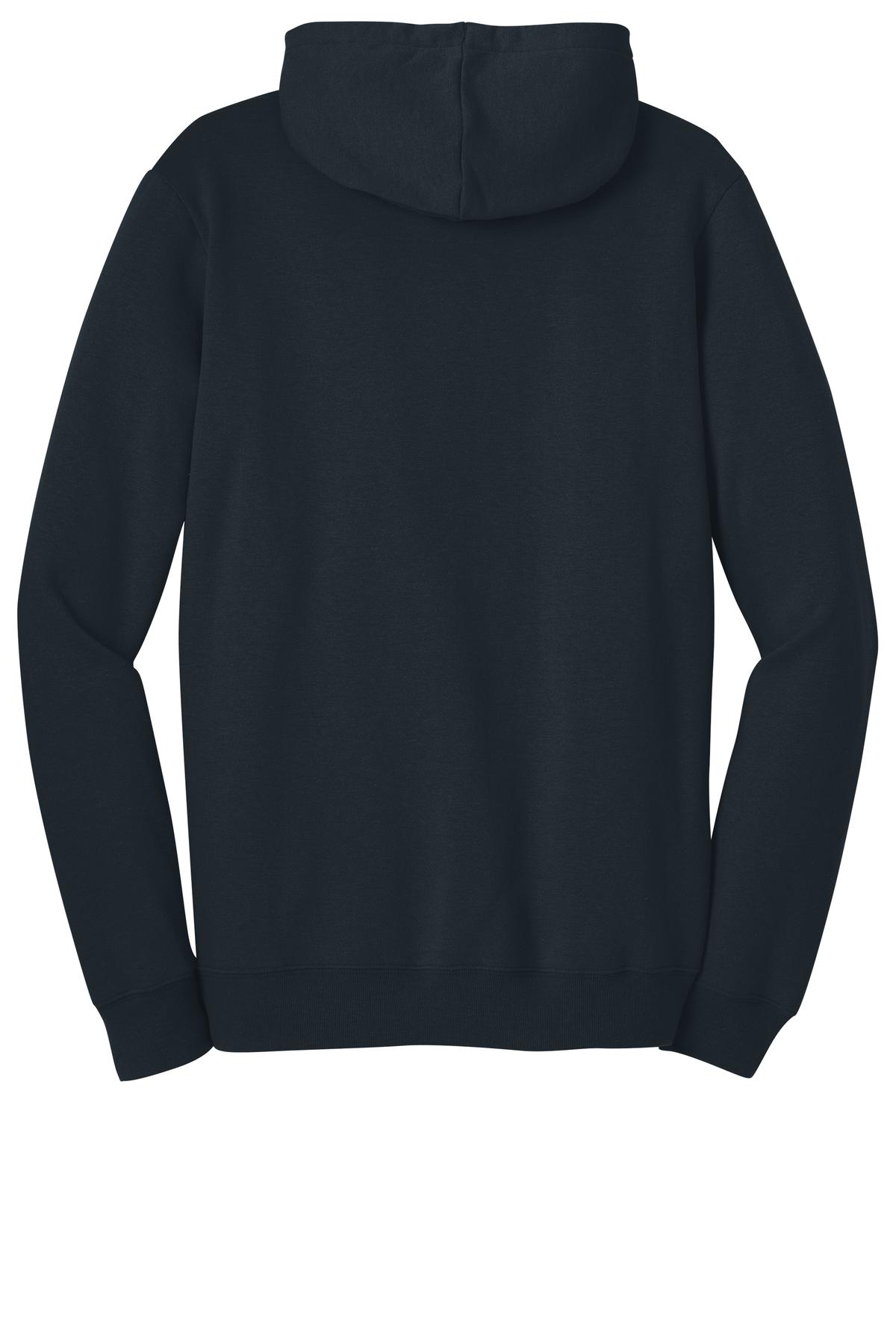 Rear View of New Navy District The Concert Fleece Hoodie. DT810