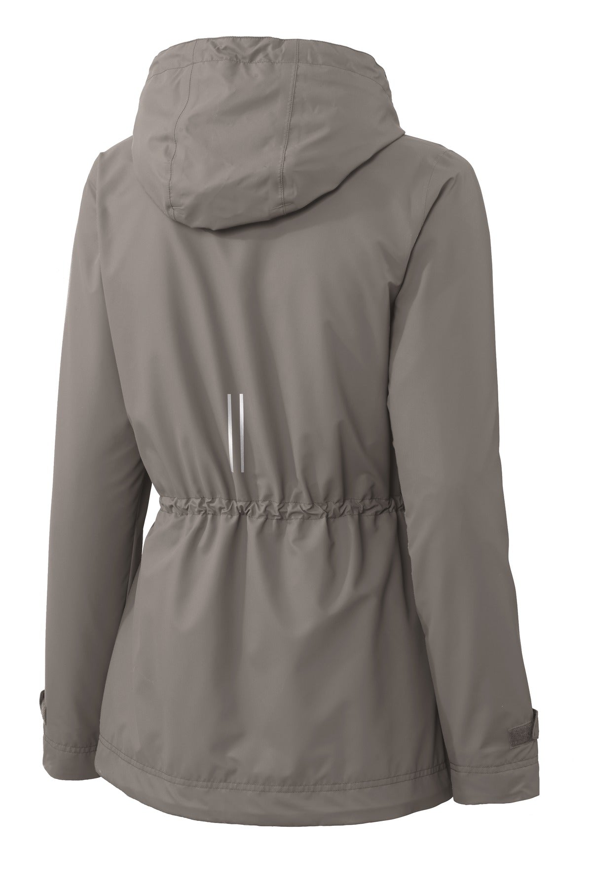 Rear View of Northern Grey Port Authority Women's Northwest Slicker. L7710