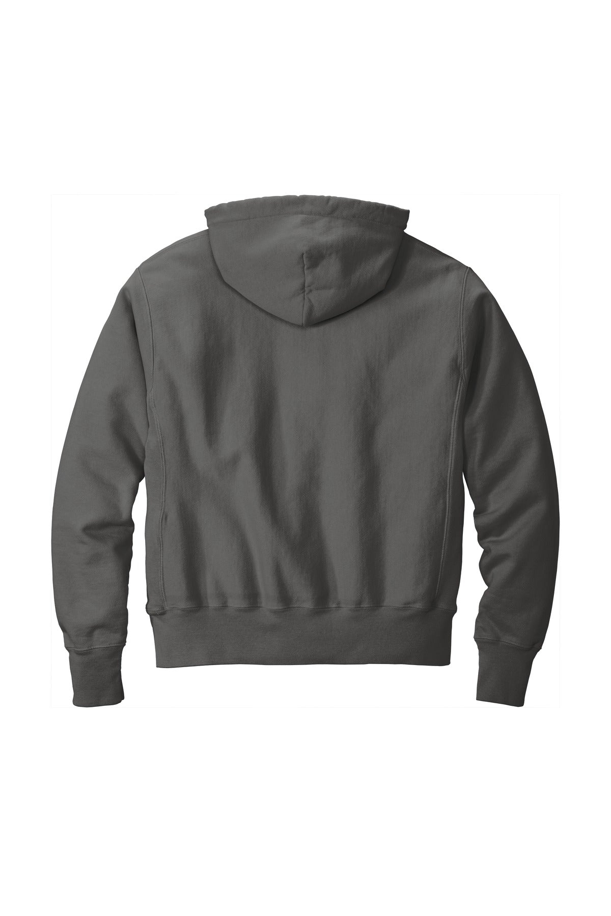 Rear View of NwRailroad Champion Reverse Weave Garment-Dyed Hooded Sweatshirt. GDS101
