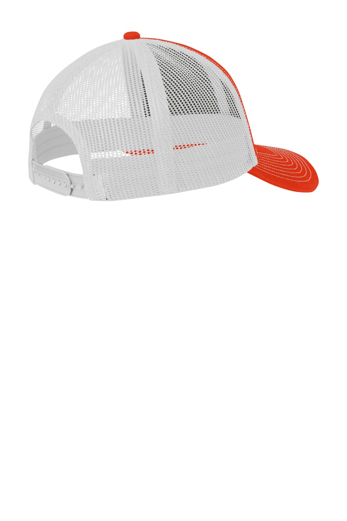 Rear View of Orng/White Port Authority Snapback Trucker Cap. C112