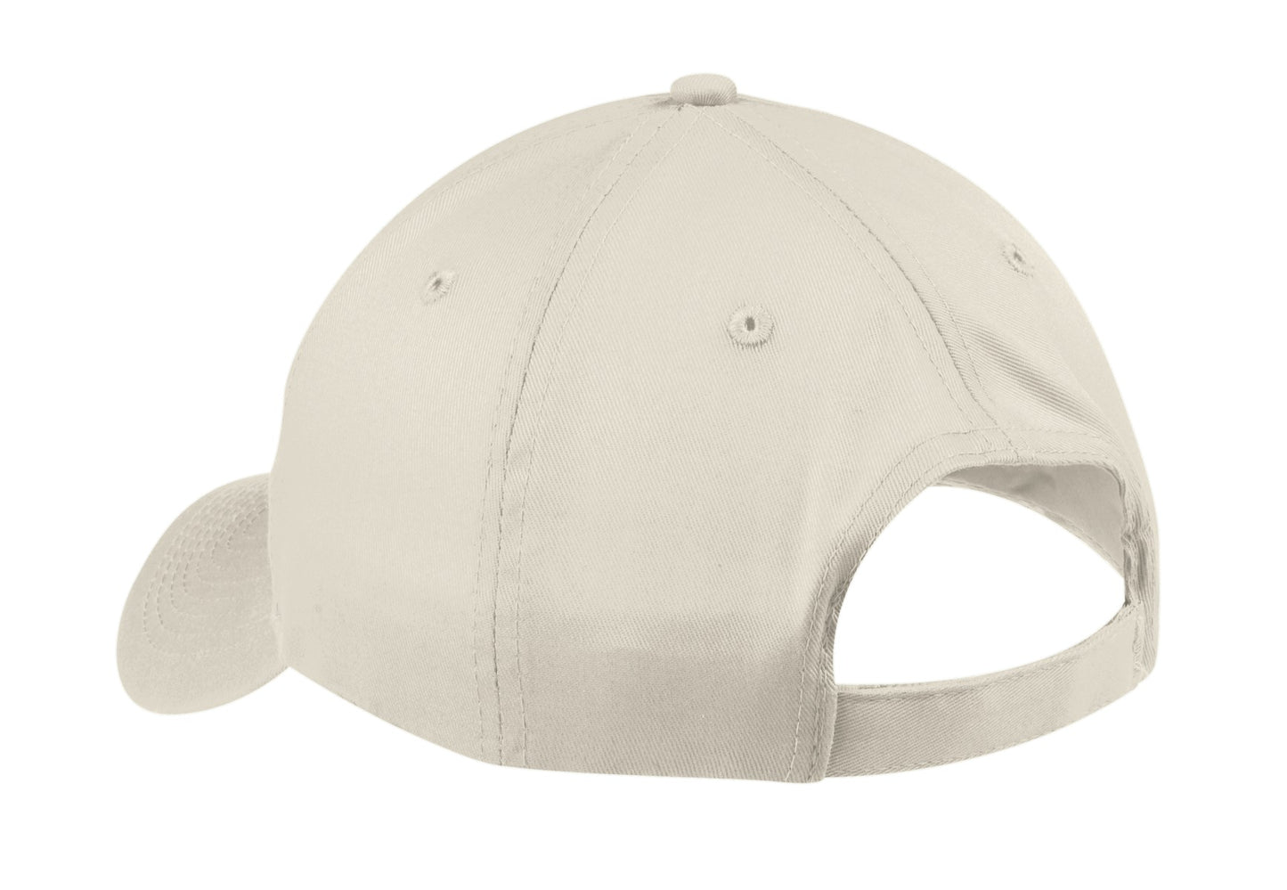 Rear View of Oyster Port & Company Six-Panel Twill Cap. CP80