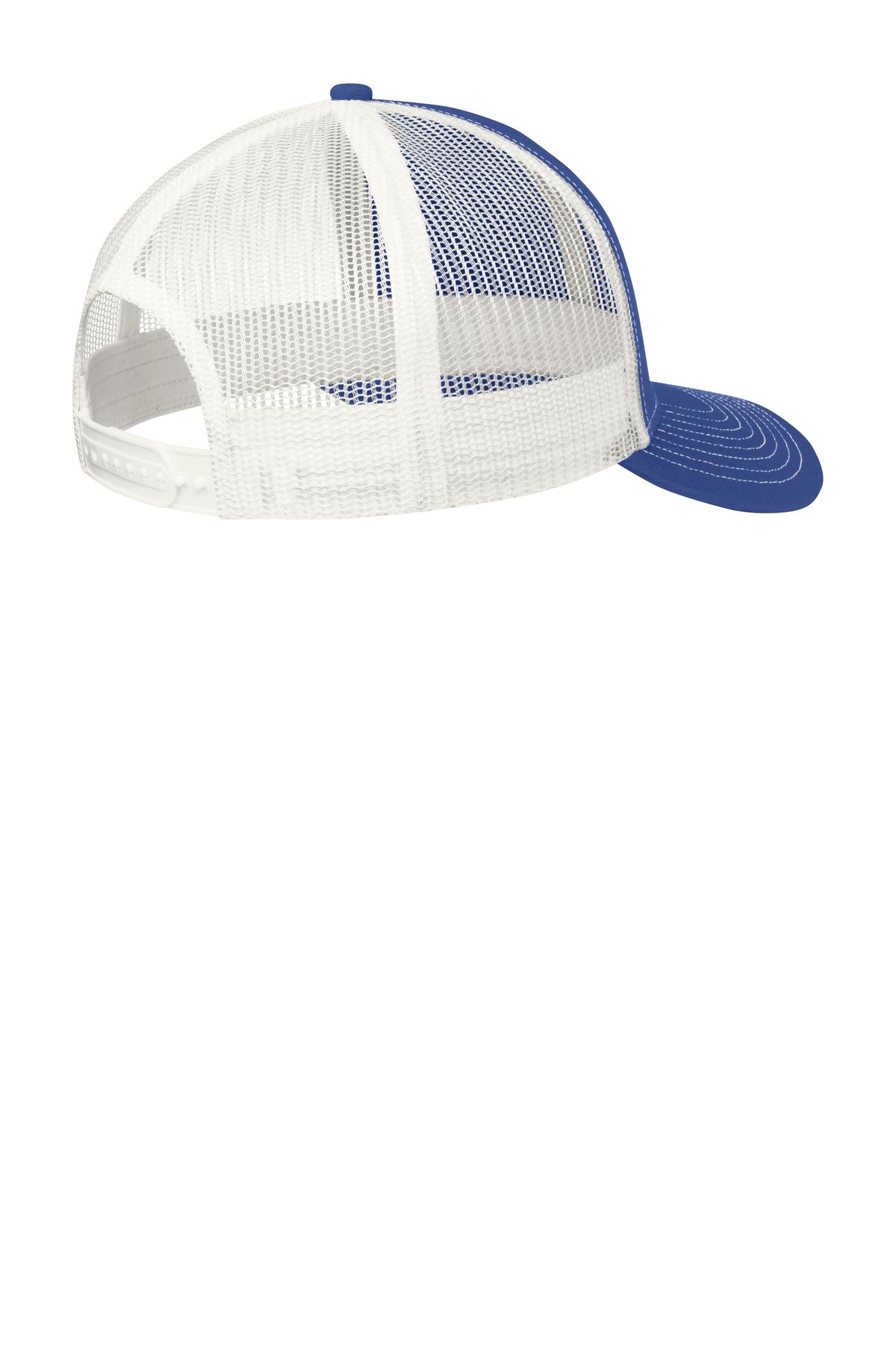 Rear View of Patriot Bl/Wht Port Authority Snapback Trucker Cap. C112