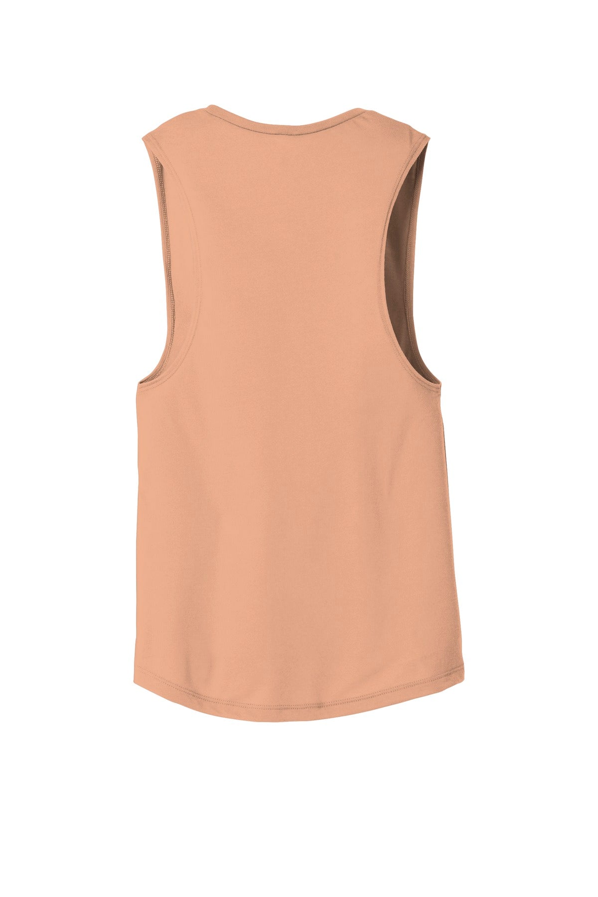 Rear View of Peach BELLA+CANVAS Women's Flowy Scoop Muscle Tank. BC8803