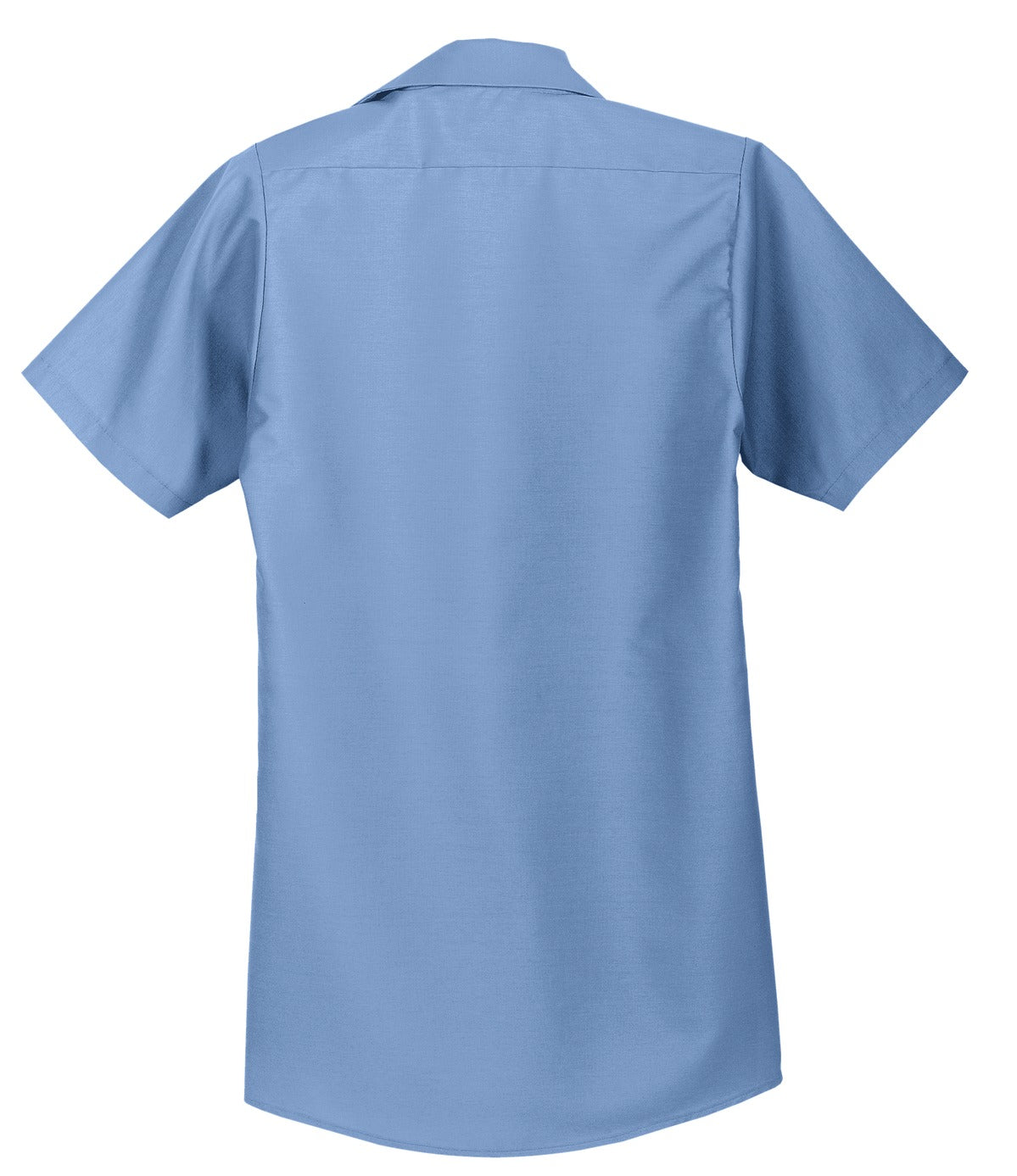 Rear View of Petrol Blue Red Kap Long Size, Short Sleeve Industrial Work Shirt. SP24LONG