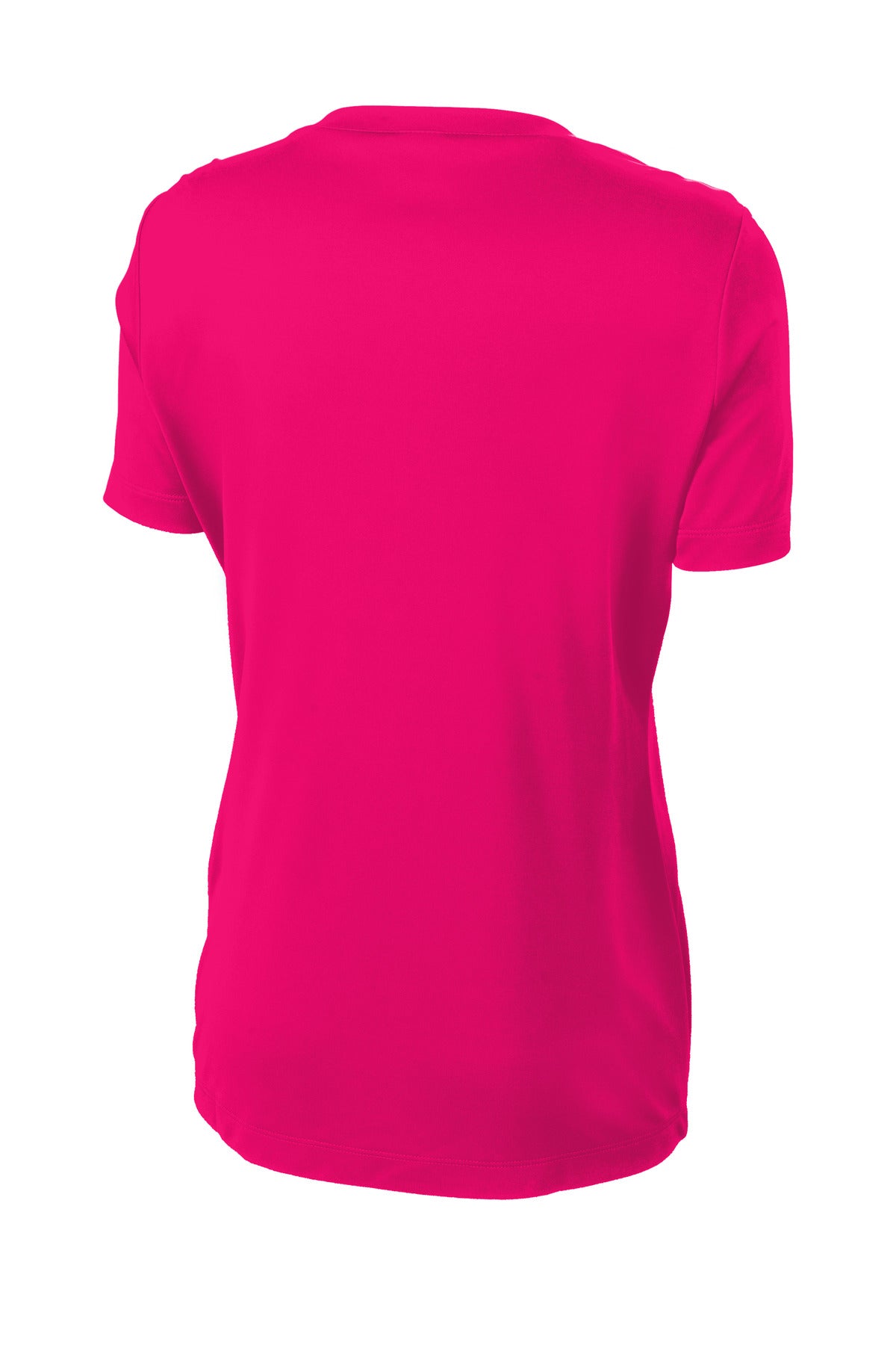 Rear View of Pink Raspberry Sport-Tek Women's PosiCharge Competitor Tee. LST350