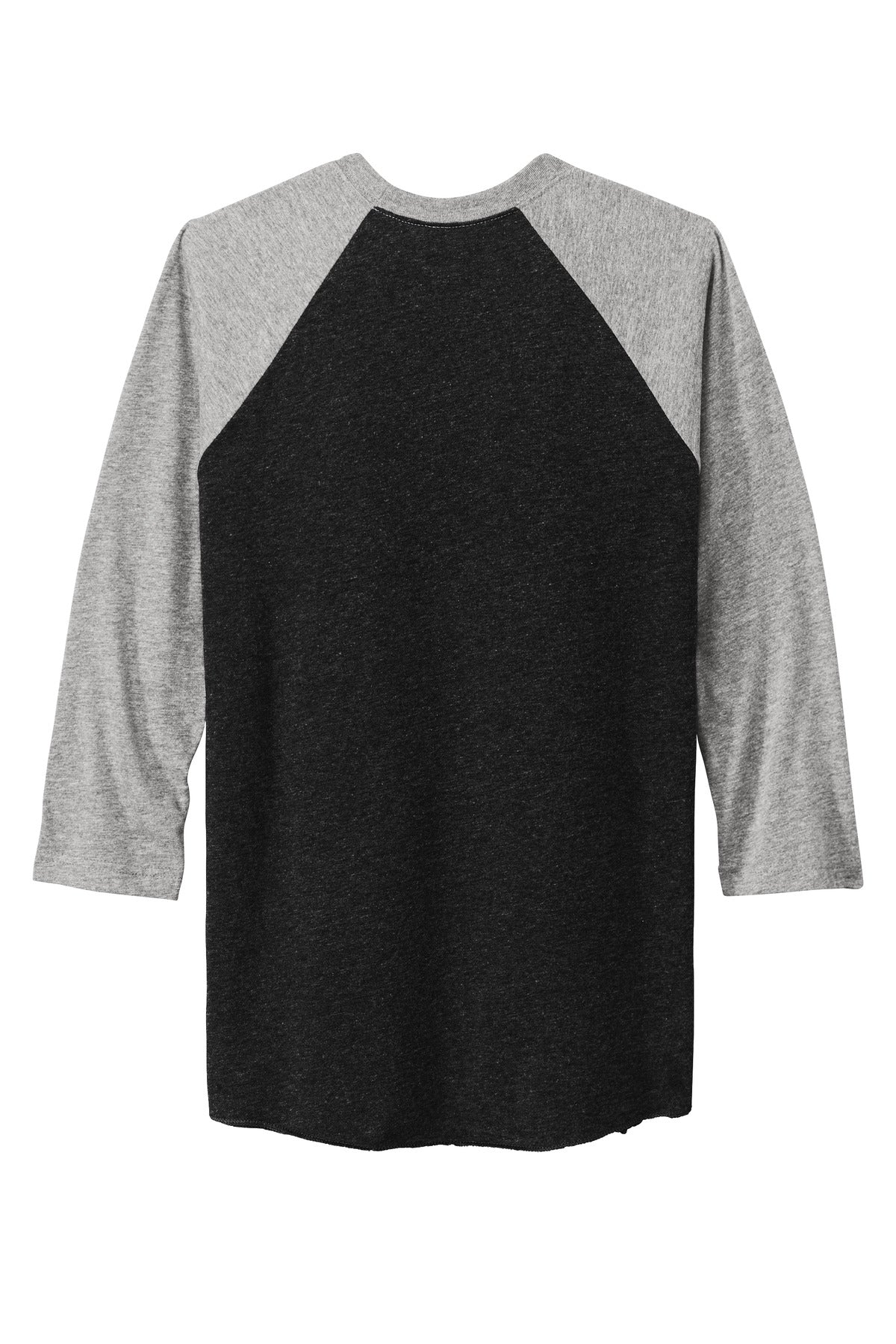 Rear View of PrmHt/VtgB Next Level Apparel Adult Tri-Blend 3/4-Sleeve Raglan Tee. NL6051