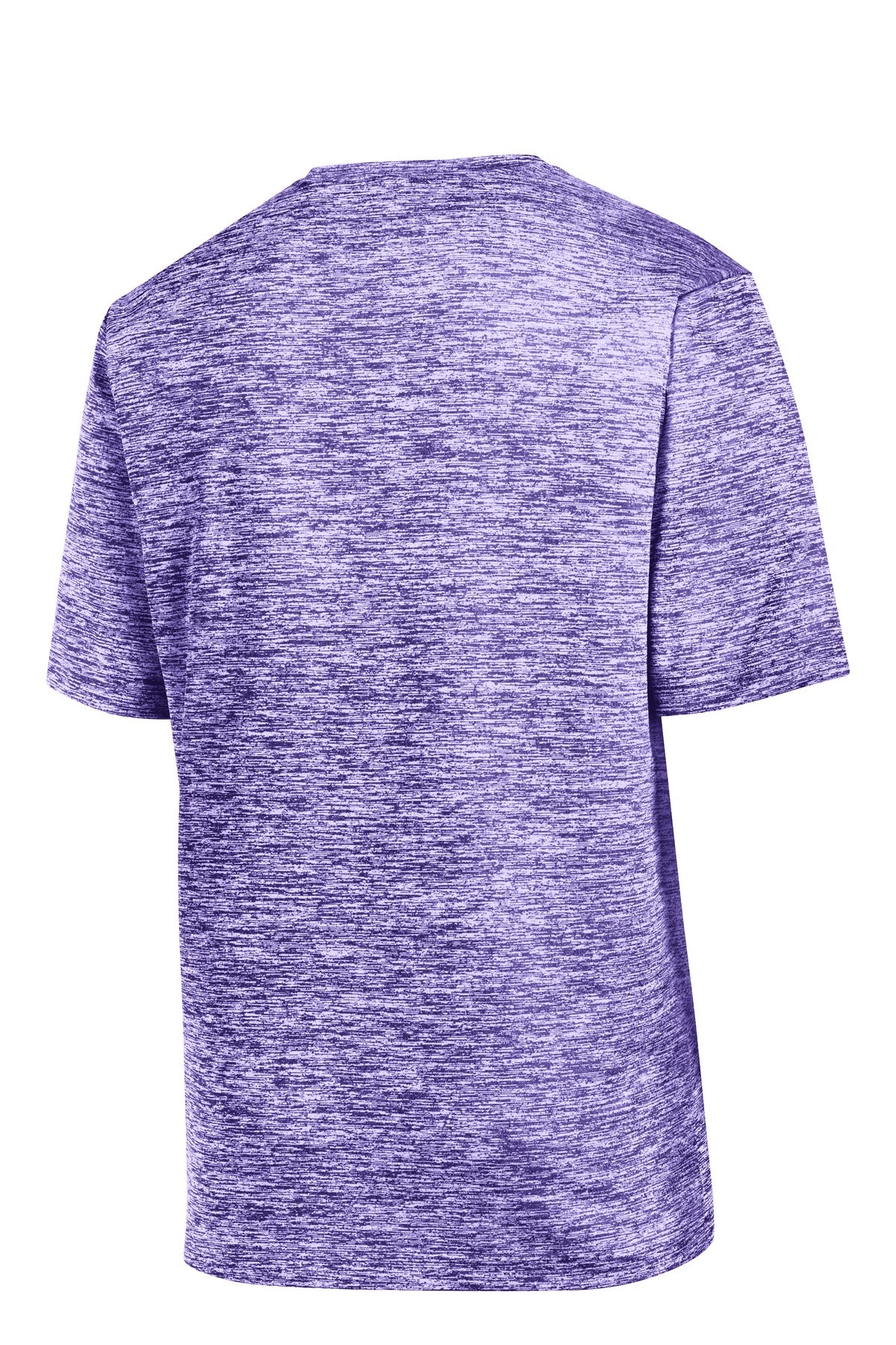 Rear View of Purple Electrc Sport-Tek PosiCharge Electric Heather Tee. ST390