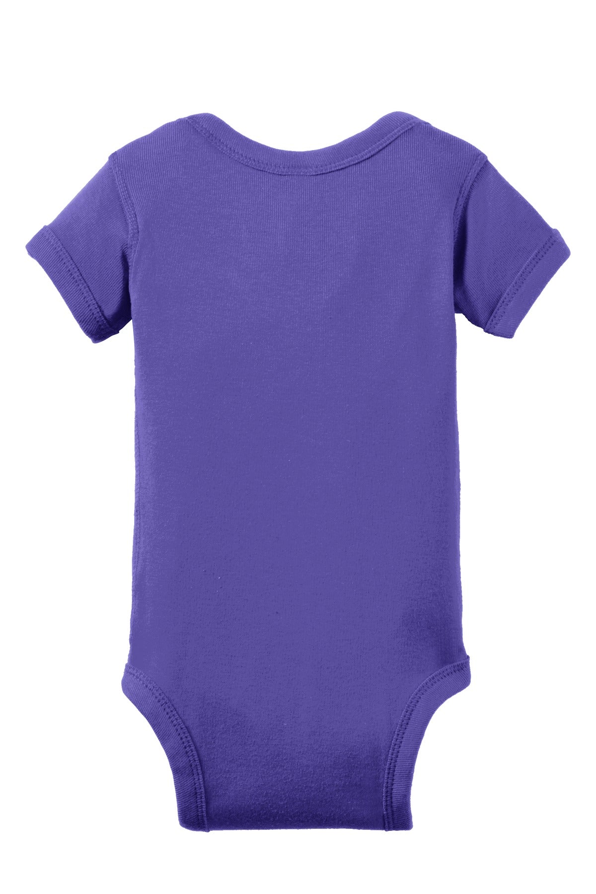 Rear View of Purple Rabbit Skins Infant Short Sleeve Baby Rib Bodysuit. RS4400
