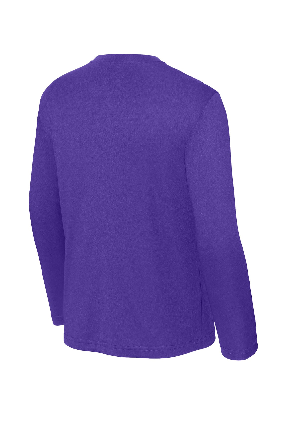Rear View of Purple Sport-Tek Youth Long Sleeve PosiCharge Competitor Tee. YST350LS