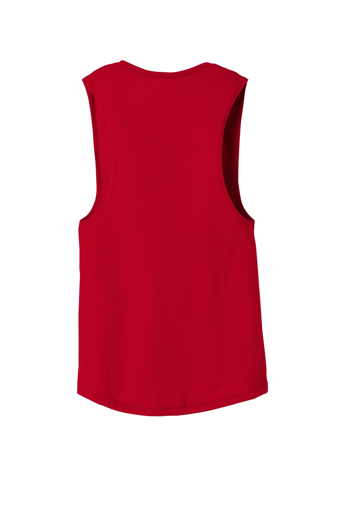 Rear View of Red BELLA+CANVAS Women's Flowy Scoop Muscle Tank. BC8803