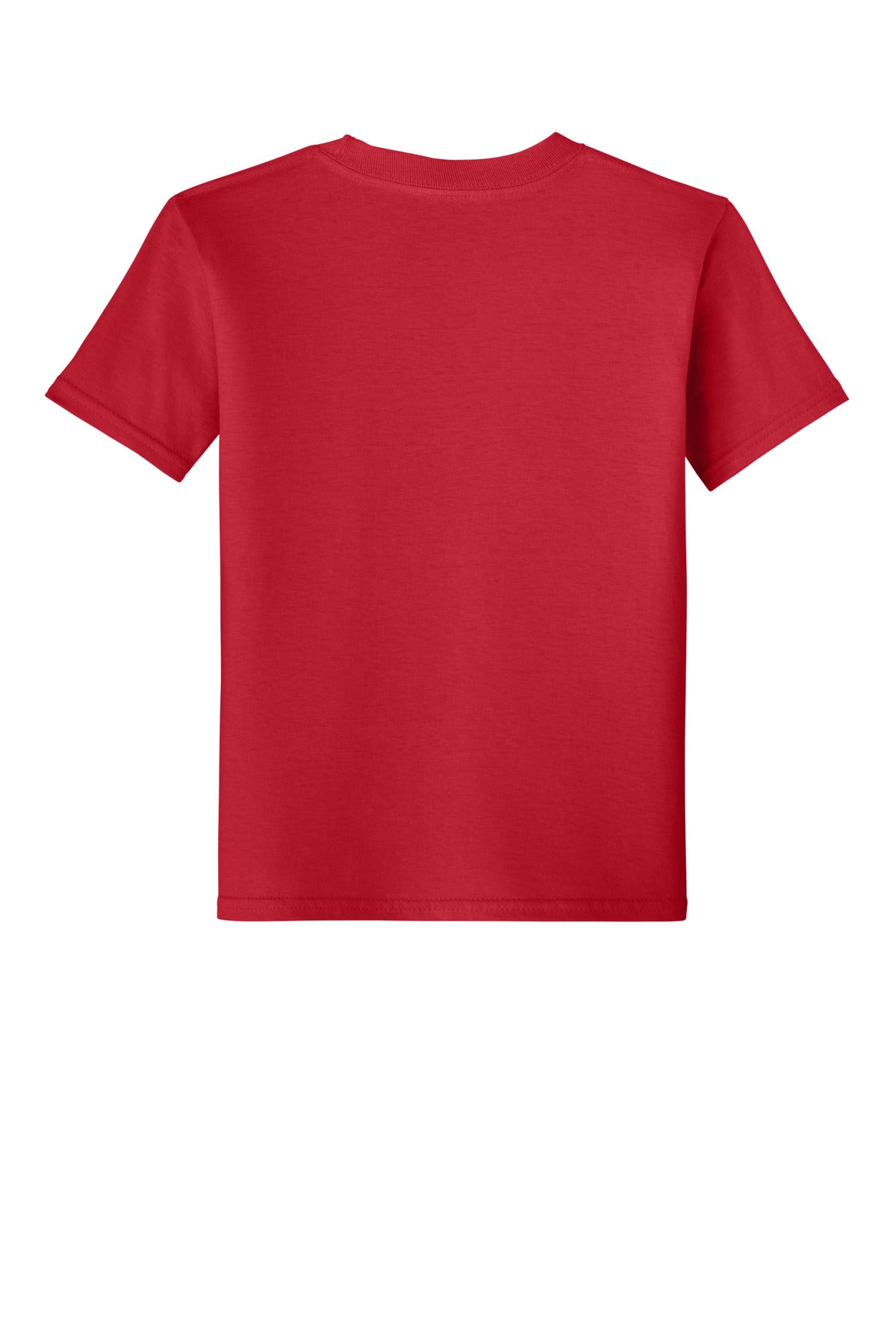 Rear View of Red Gildan Youth Softstyle T-Shirt 64000B