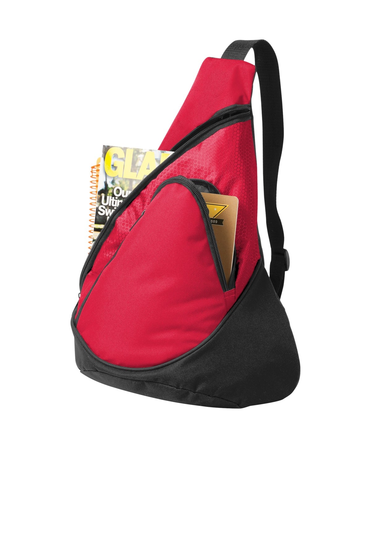 Rear View of Red Port Authority - Honeycomb Sling Pack. BG1010