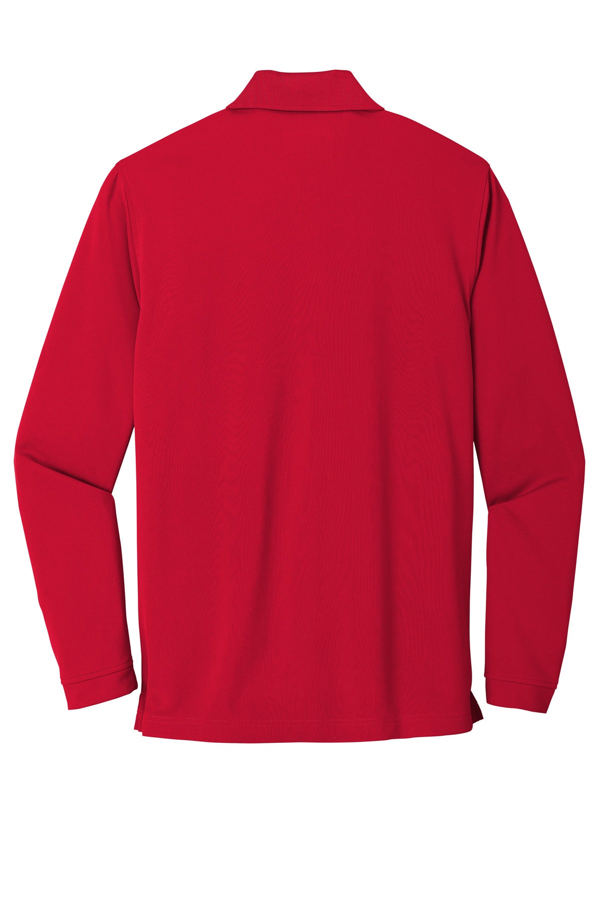 Rear View of Rich Red Port Authority Dry Zone UV Micro-Mesh Long Sleeve Polo K110LS