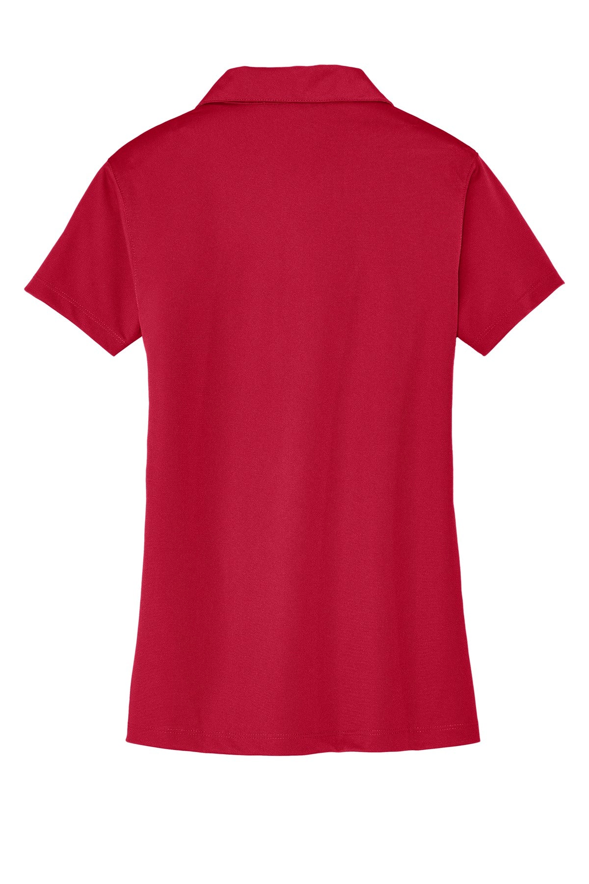 Rear View of Rich Red Port Authority Women's Tech Pique Polo. L527