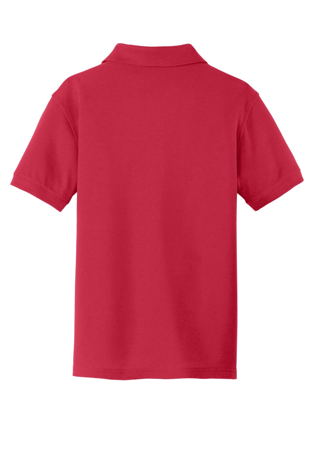 Rear View of Rich Red Port Authority Youth Core Classic Pique Polo. Y100