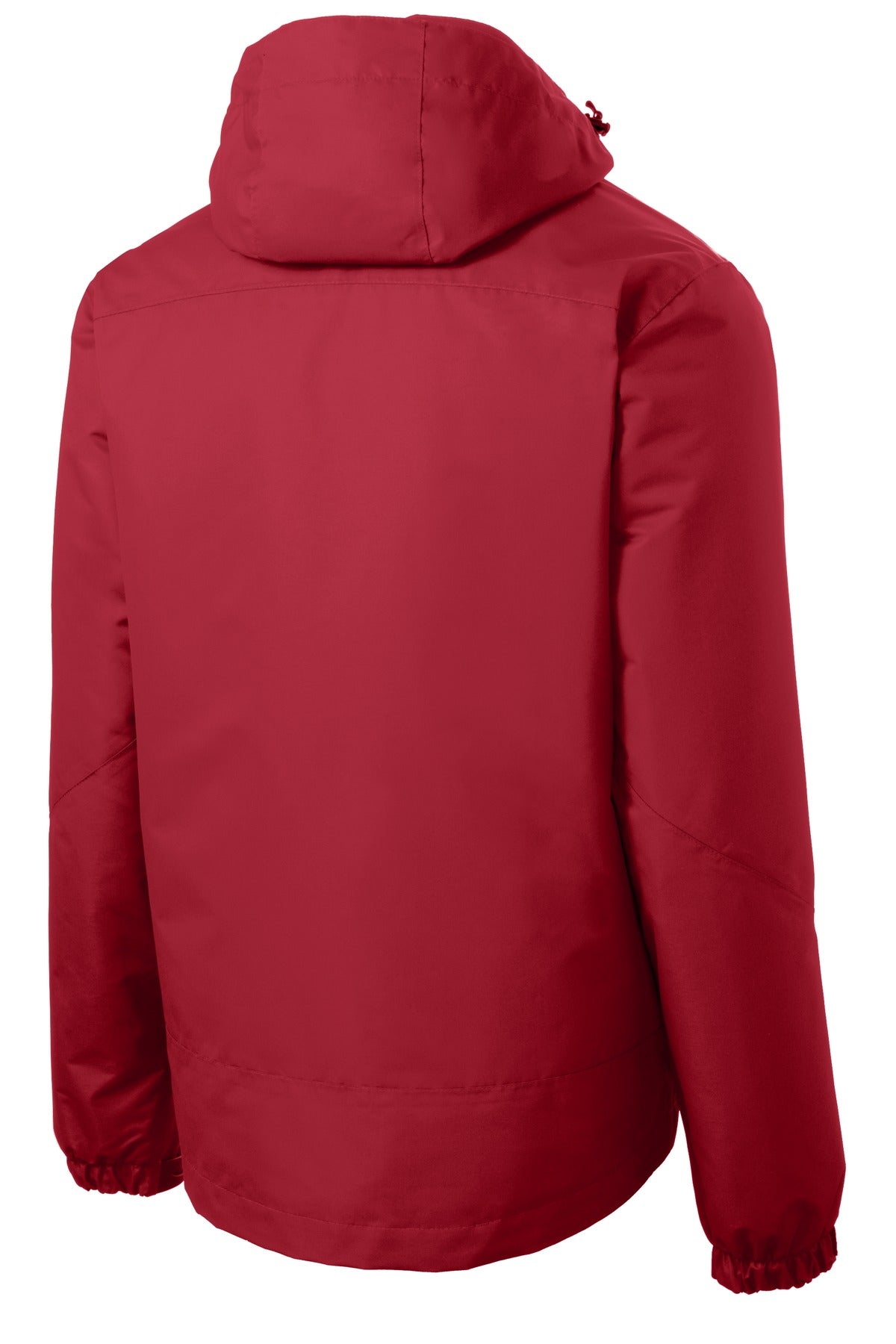 Rear View of Rich Red/Black Port Authority Vortex Waterproof 3-in-1 Jacket. J332