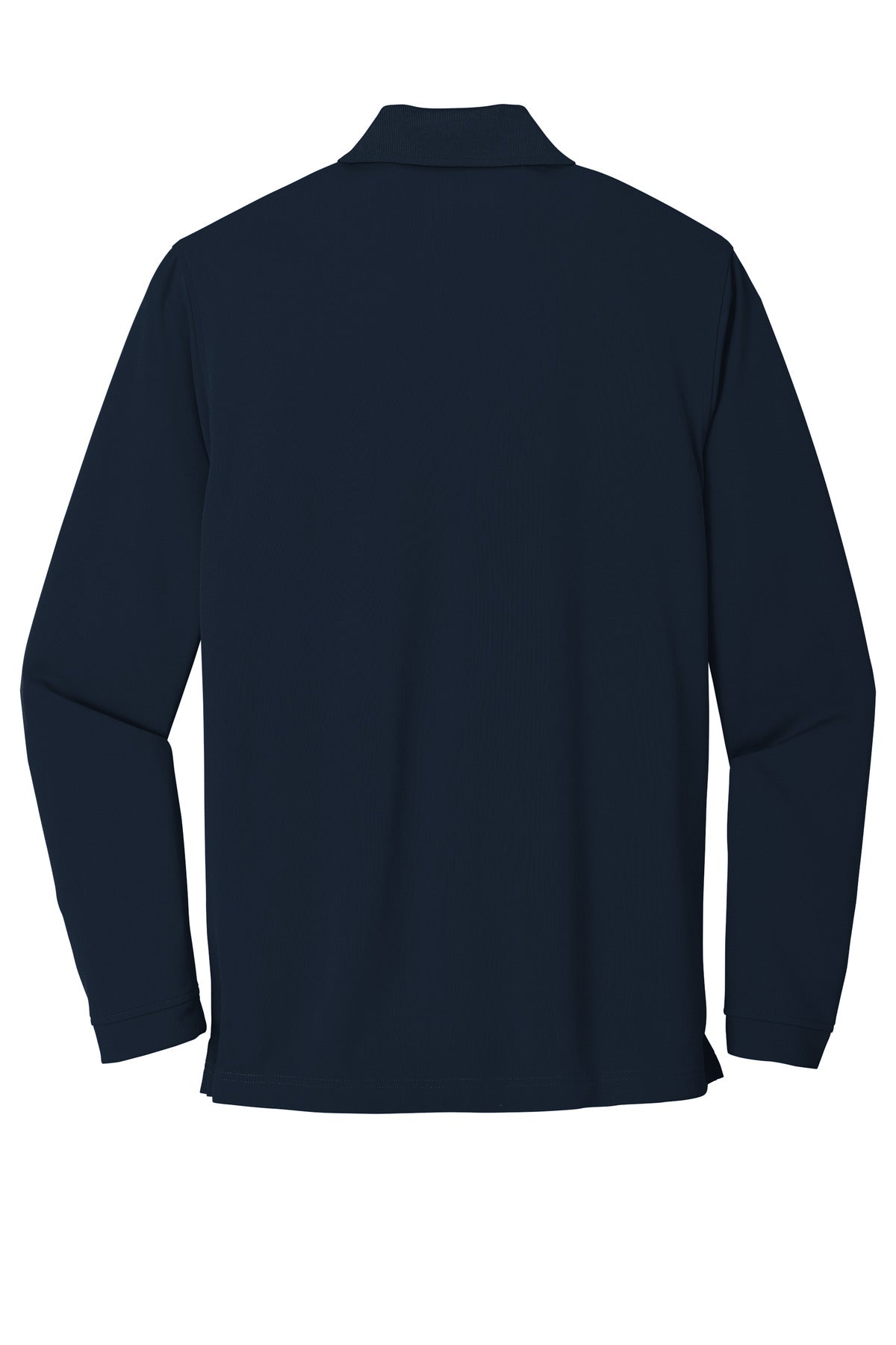 Rear View of River Blue Nvy Port Authority Dry Zone UV Micro-Mesh Long Sleeve Polo K110LS