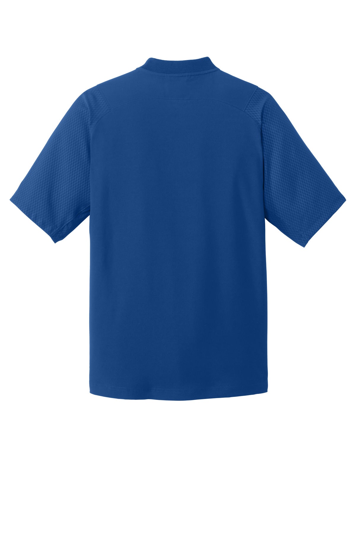 Rear View of Royal New Era Cage Short Sleeve 1/4-Zip Jacket. NEA600