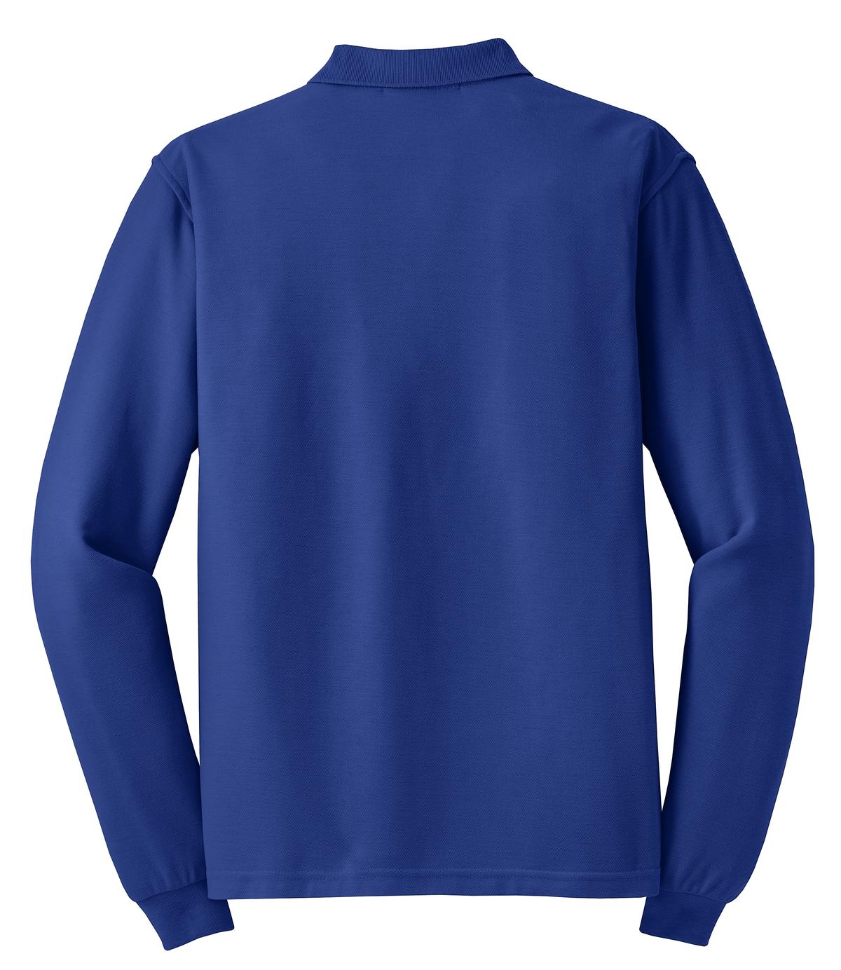 Rear View of Royal Port Authority Silk Touch Long Sleeve Polo. K500LS
