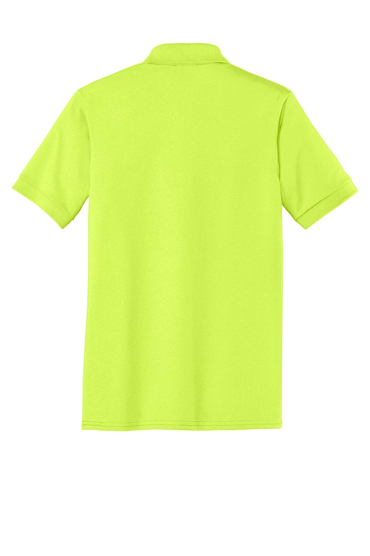 Rear View of Safety Green Port & Company Tall Core Blend Jersey Knit Polo. KP55T