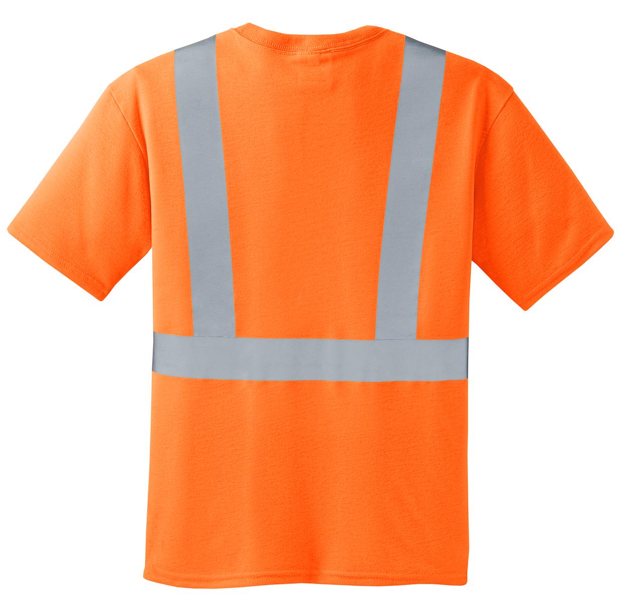 Rear View of Safety Orange CornerStone - ANSI 107 Class 2 Safety T-Shirt. CS401