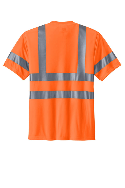 Rear View of Safety Orange CornerStone - ANSI 107 Class 3 Short Sleeve Snag-Resistant Reflective T-Shirt. CS408
