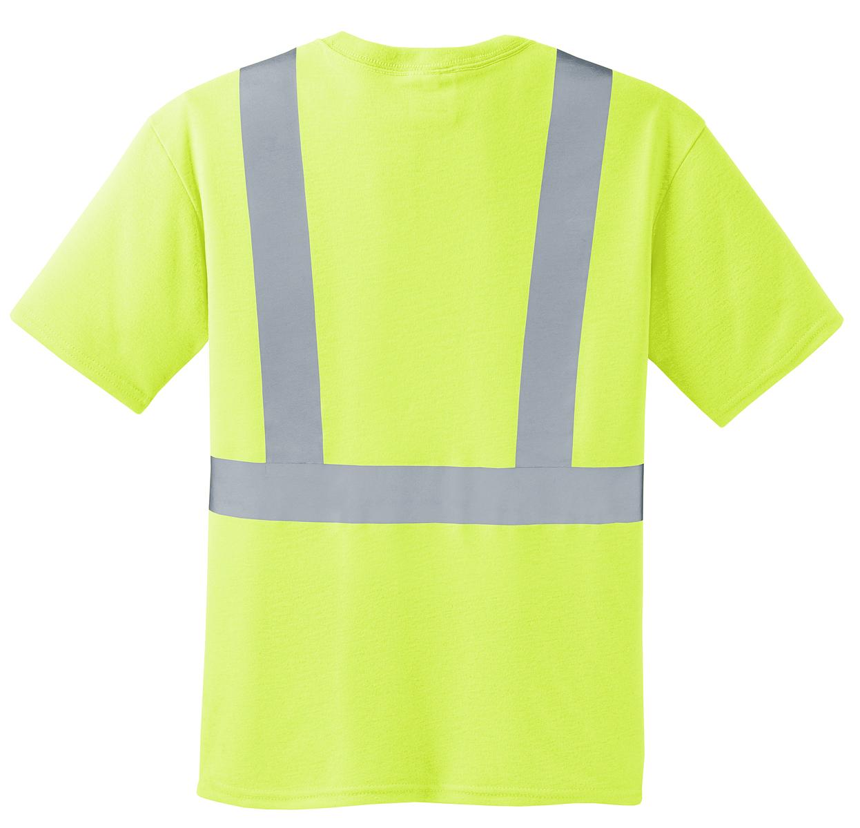 Rear View of Safety Yellow CornerStone - ANSI 107 Class 2 Safety T-Shirt. CS401