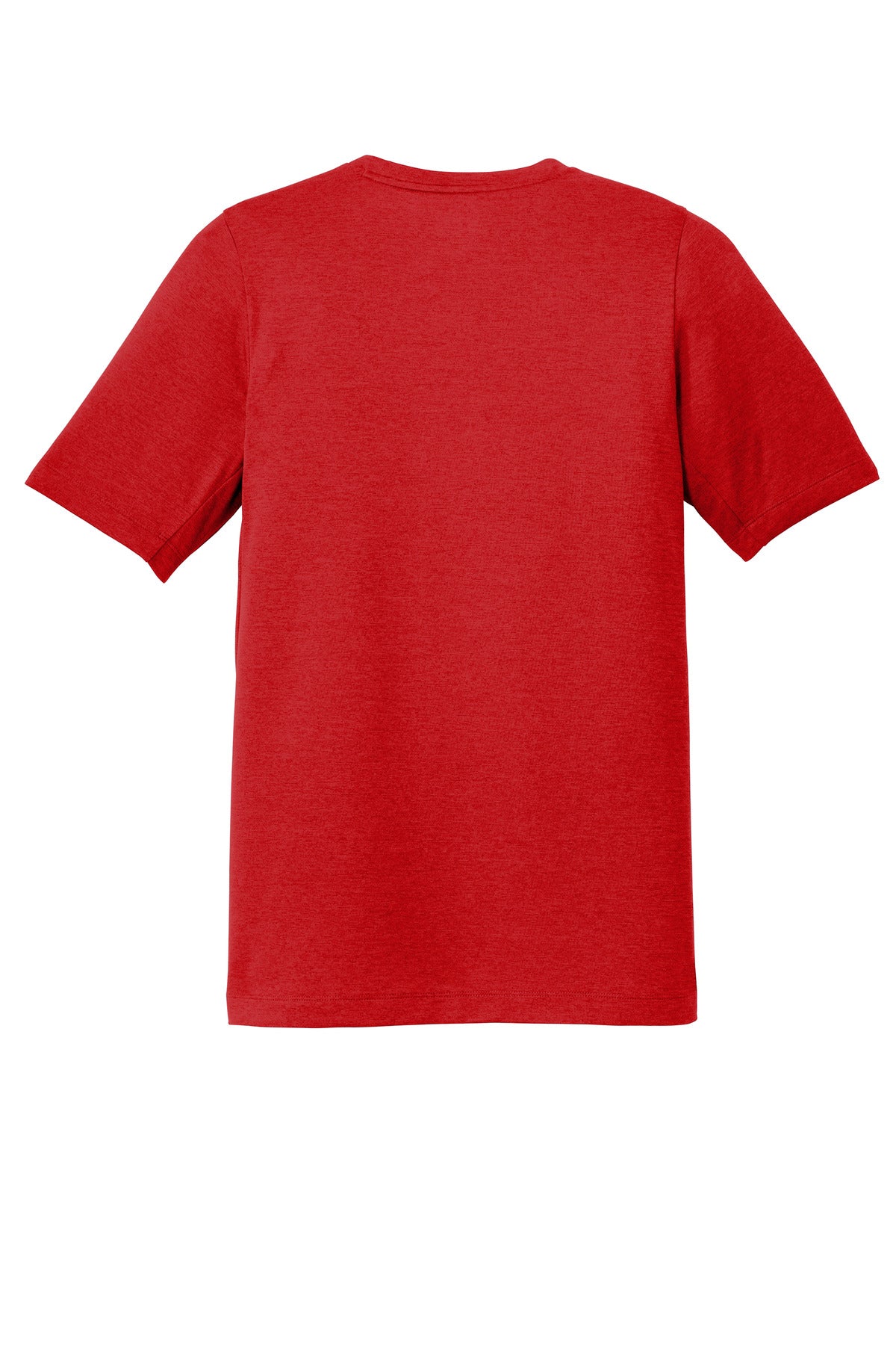 Rear View of Scarlet New Era Series Performance Crew Tee. NEA200