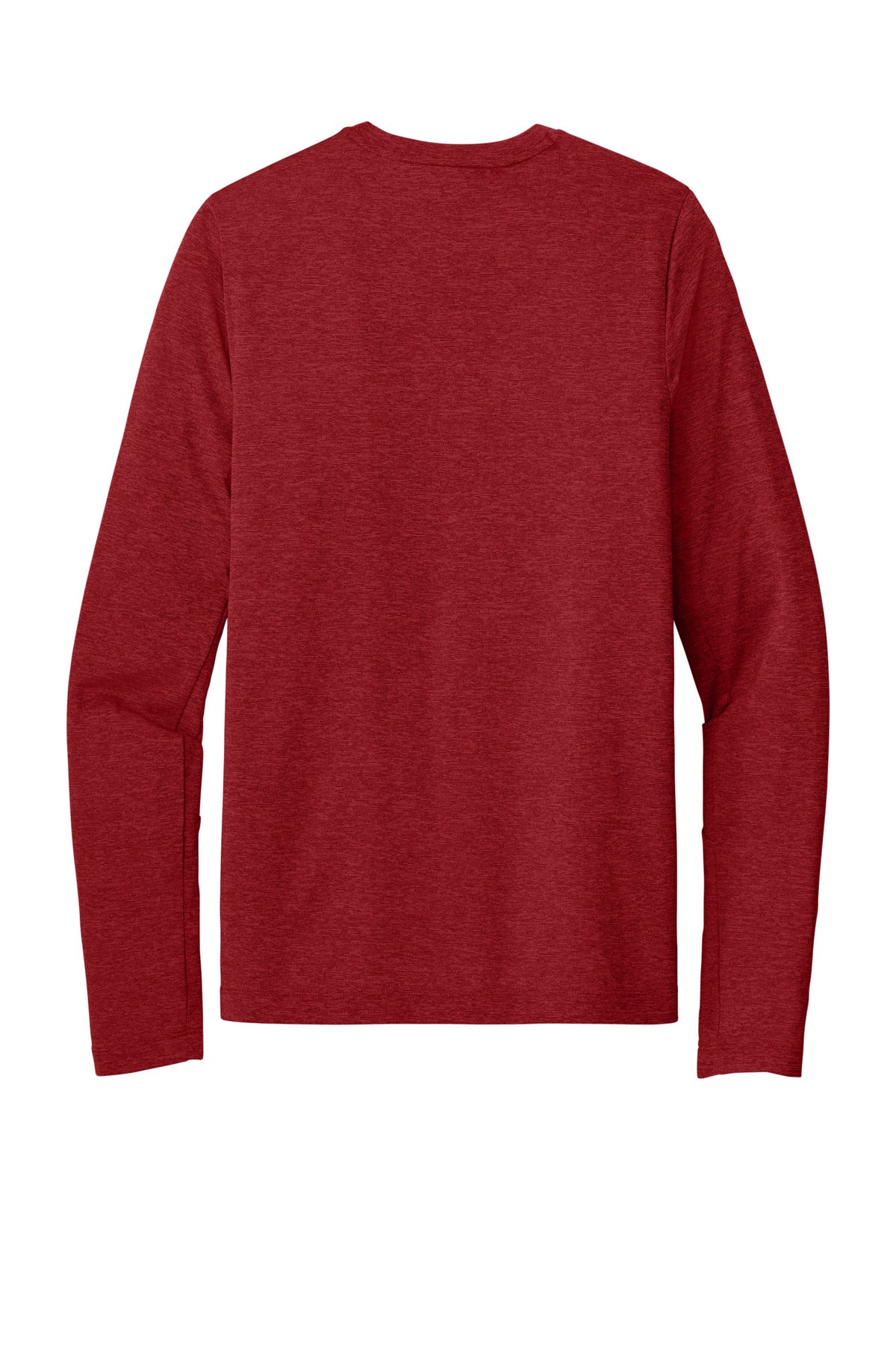 Rear View of Scarlet New Era Series Performance Long Sleeve Crew Tee. NEA201