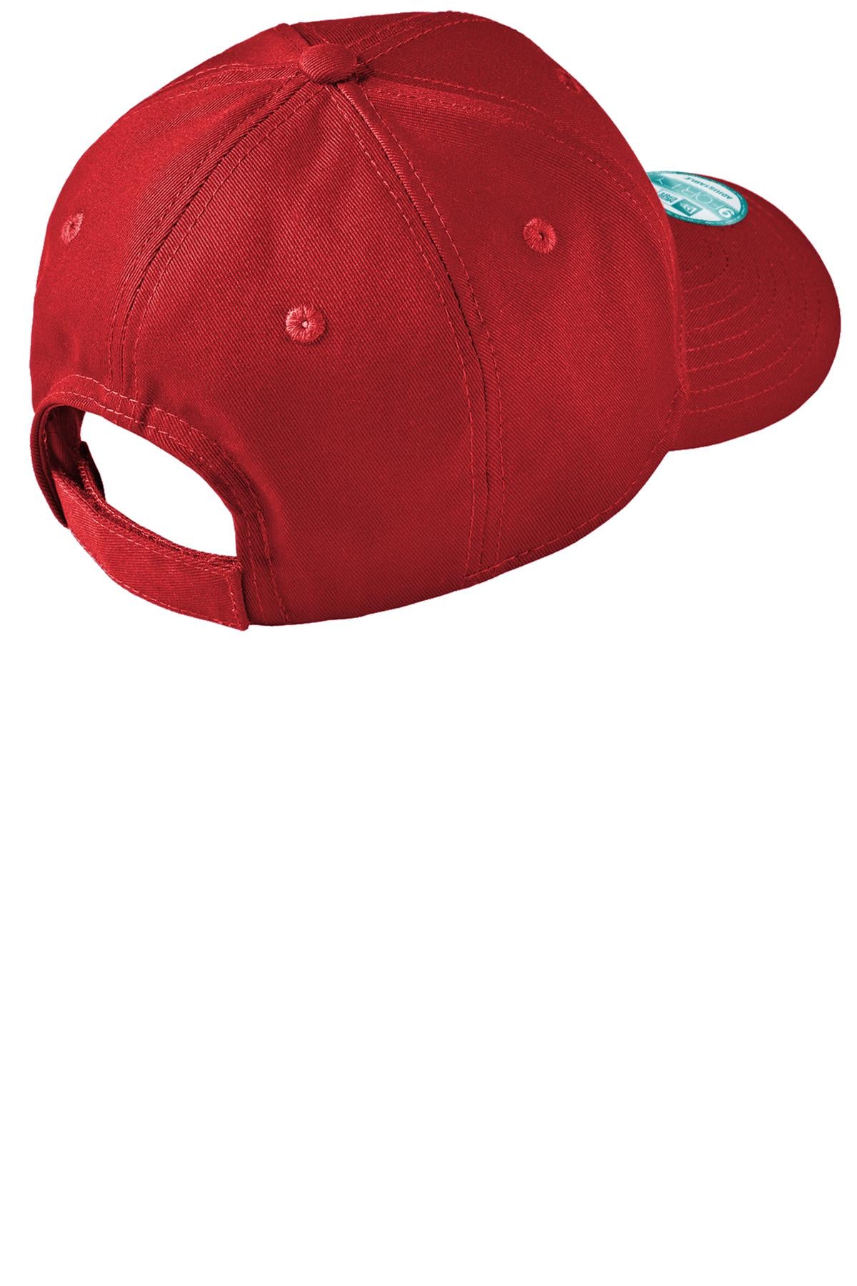 Rear View of Scarlet Red New Era - Adjustable Structured Cap. NE200