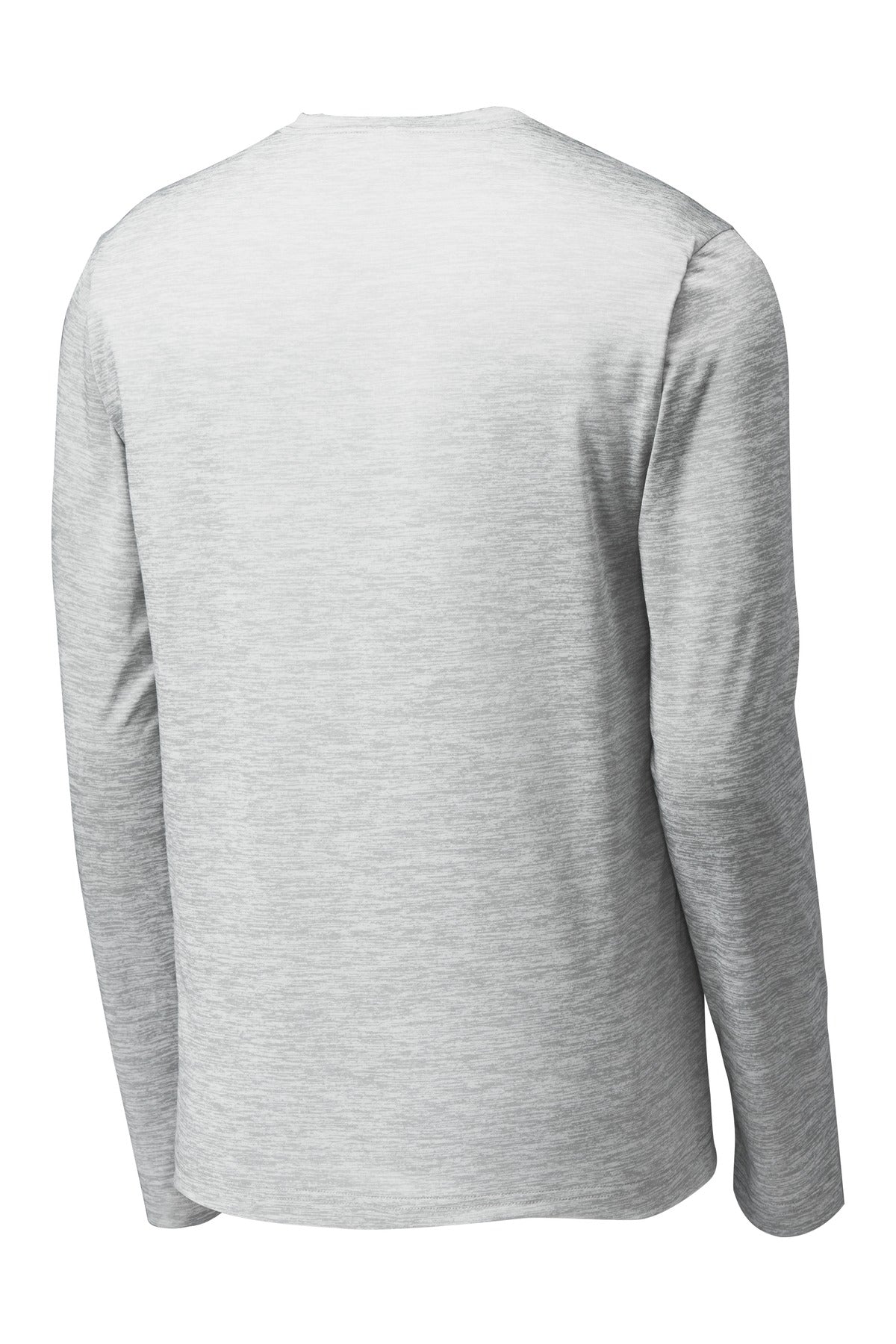 Rear View of Silver Electrc Sport-Tek PosiCharge Long Sleeve Electric Heather Tee. ST390LS