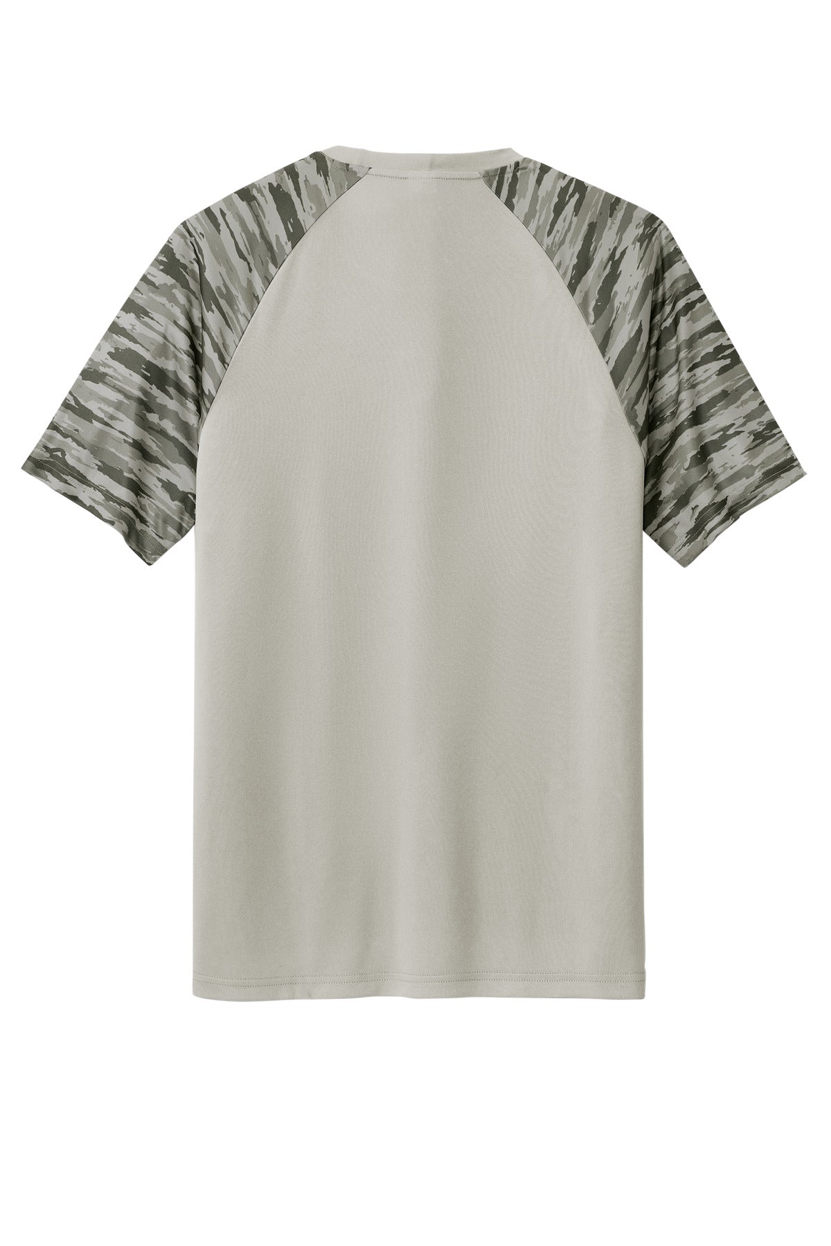 Rear View of Silver Sport-Tek Drift Camo Colorblock Tee ST376