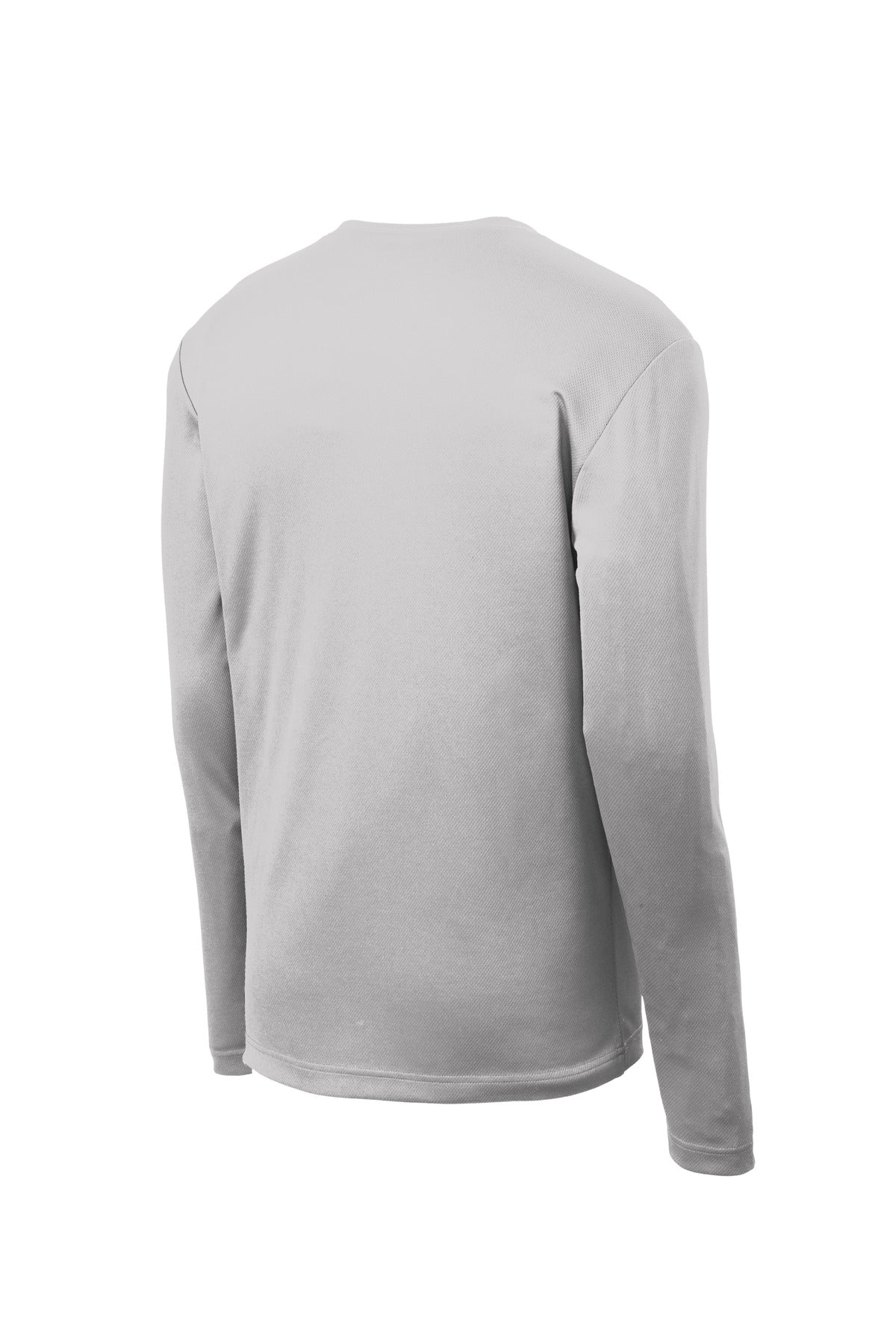 Rear View of Silver Sport-Tek PosiCharge RacerMesh Long Sleeve Tee. ST340LS
