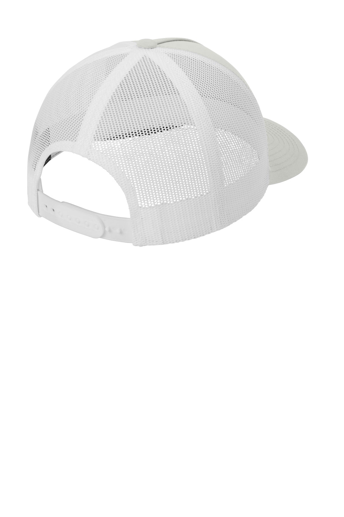 Rear View of Silver/Wht Sport-Tek YP Classics Retro Trucker 5-Panel Cap STC54