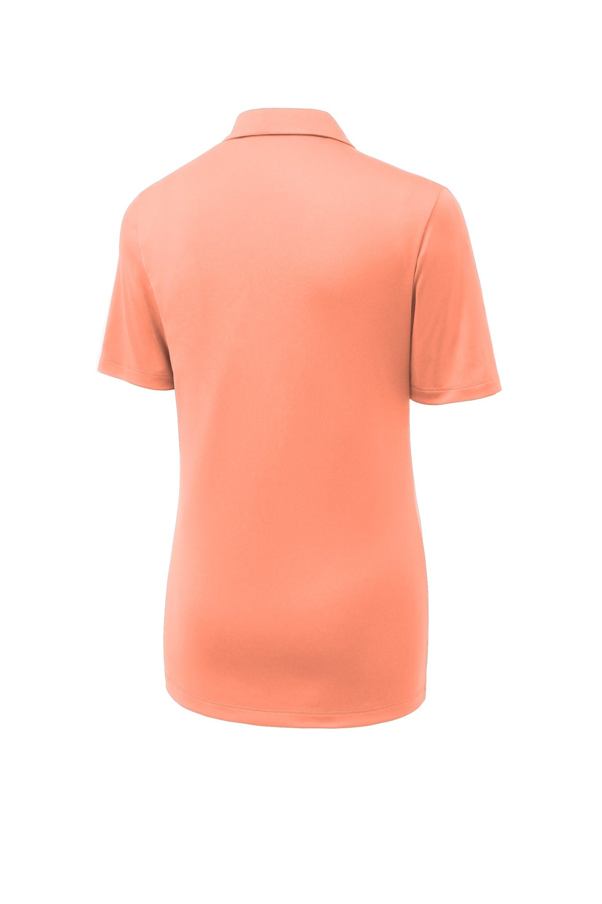 Rear View of Soft Coral Sport-Tek Women's Posi-UV Pro Polo. LST520